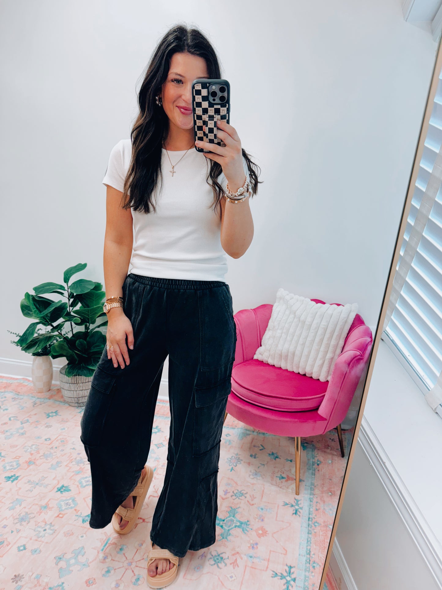 Mineral Wash Black Cargo Sweatpants