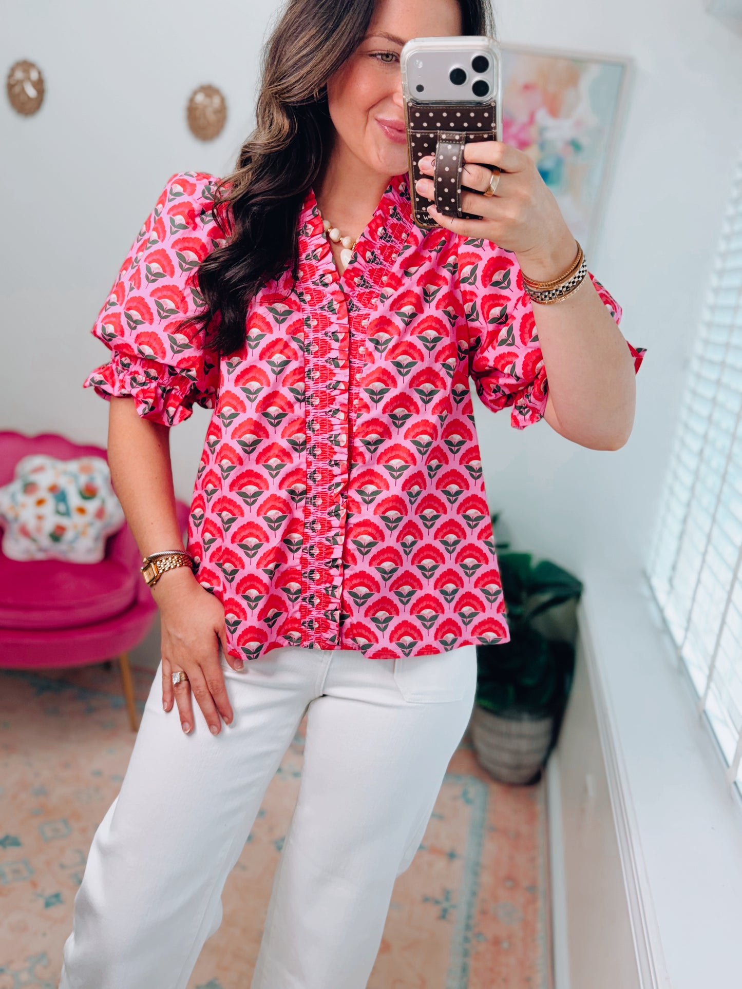 Island Bloom Smocked Top