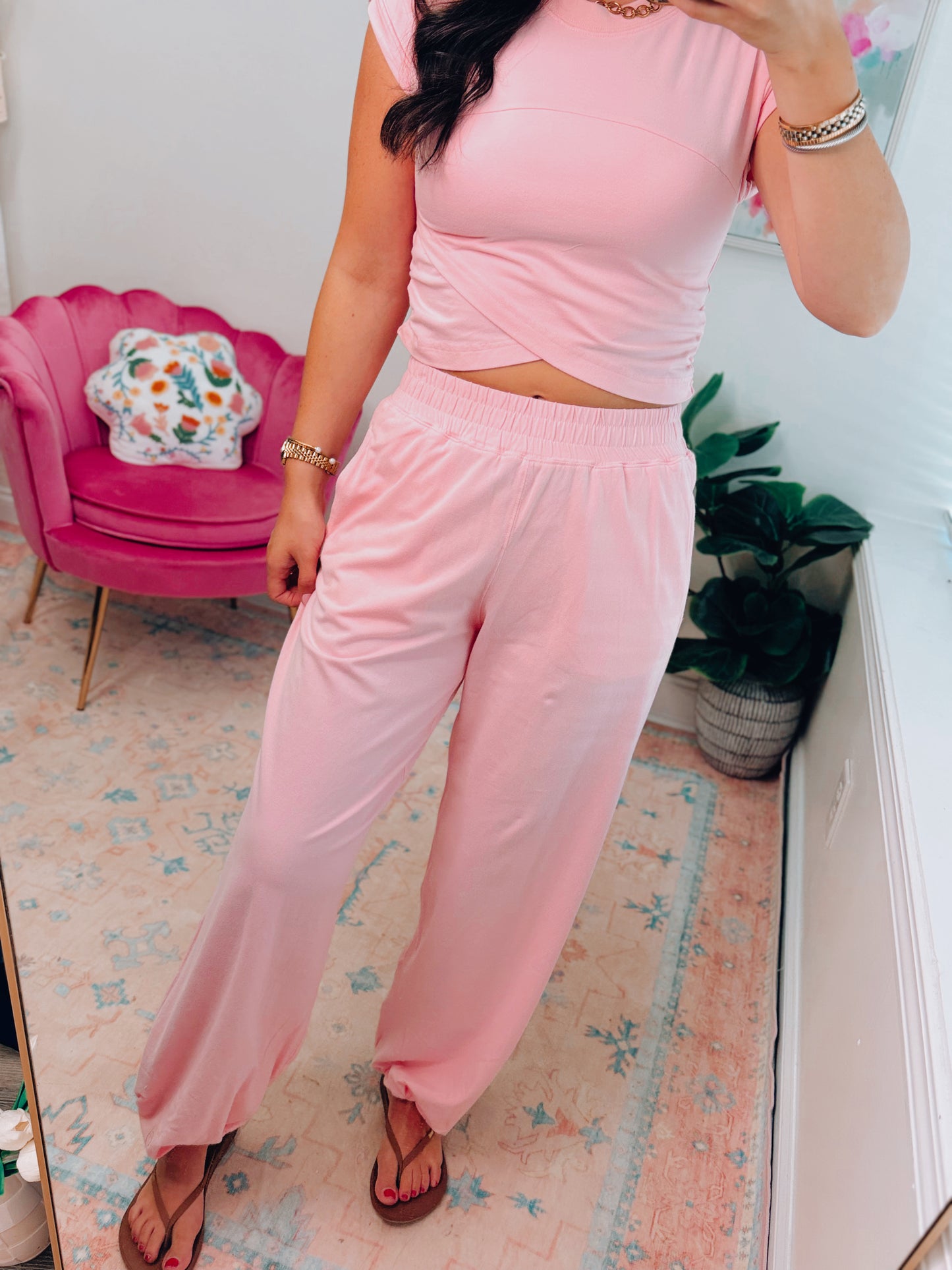Baby Pink Crossover Pants Set