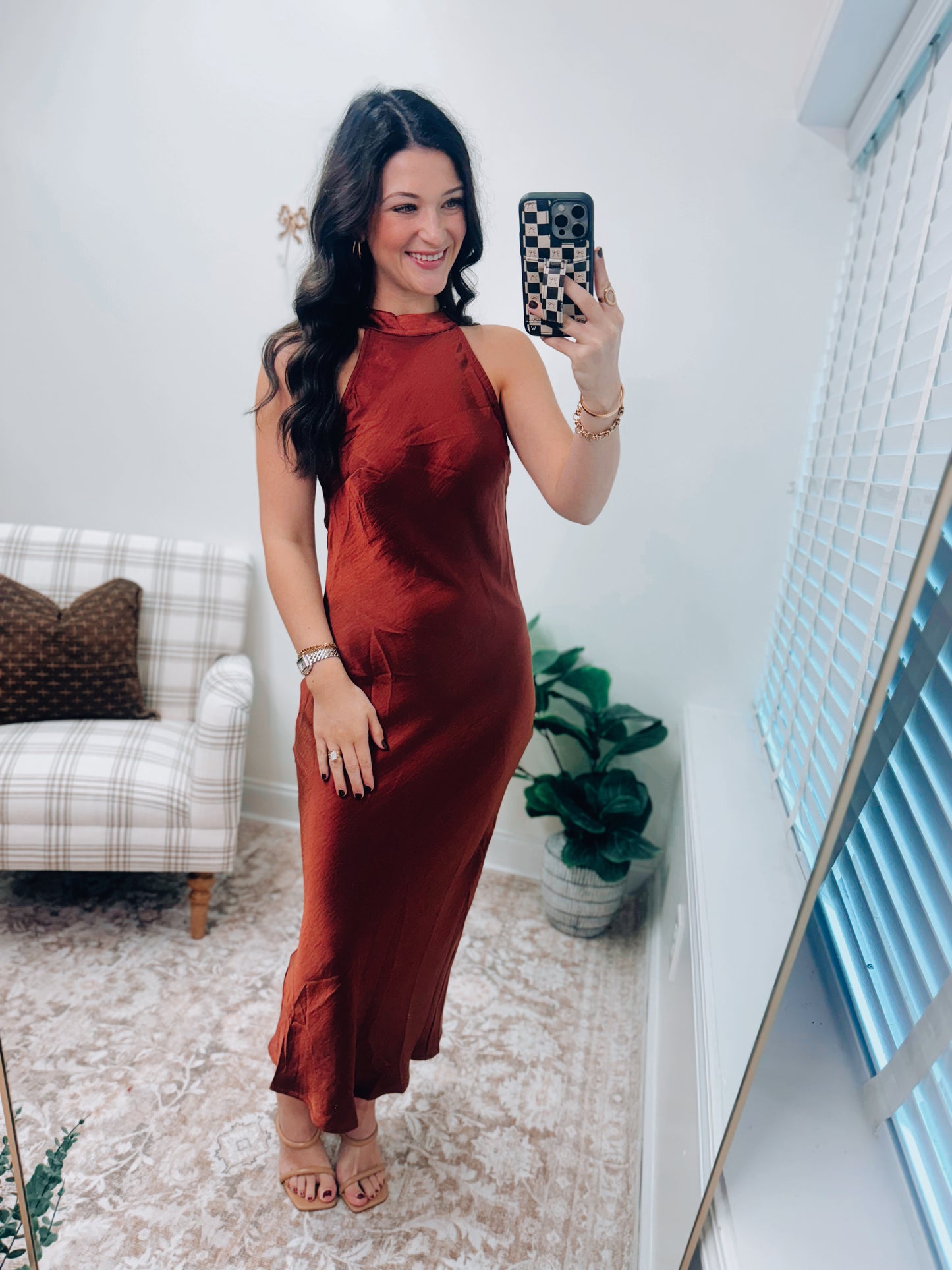 Sienna Silk Cowl Back Midi Dress