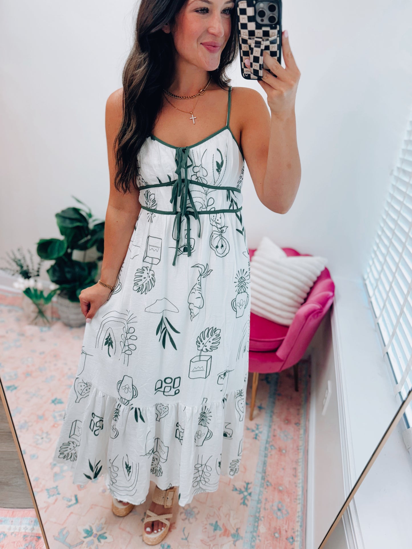 Haven Bow Tie Tropical Midi Dress