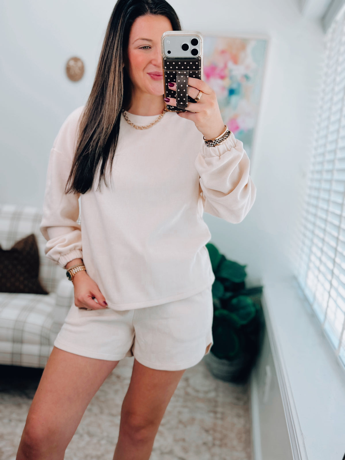 Kennedy Textured Cream Shorts Set