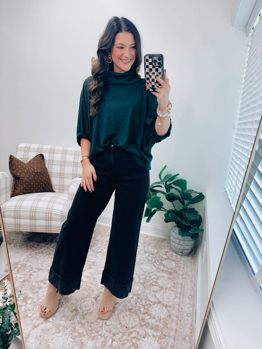 Holly Mock Neck Forest Top