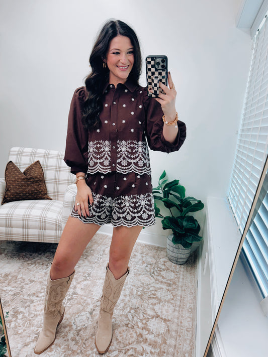 Rhodes Embroidered Puff Top