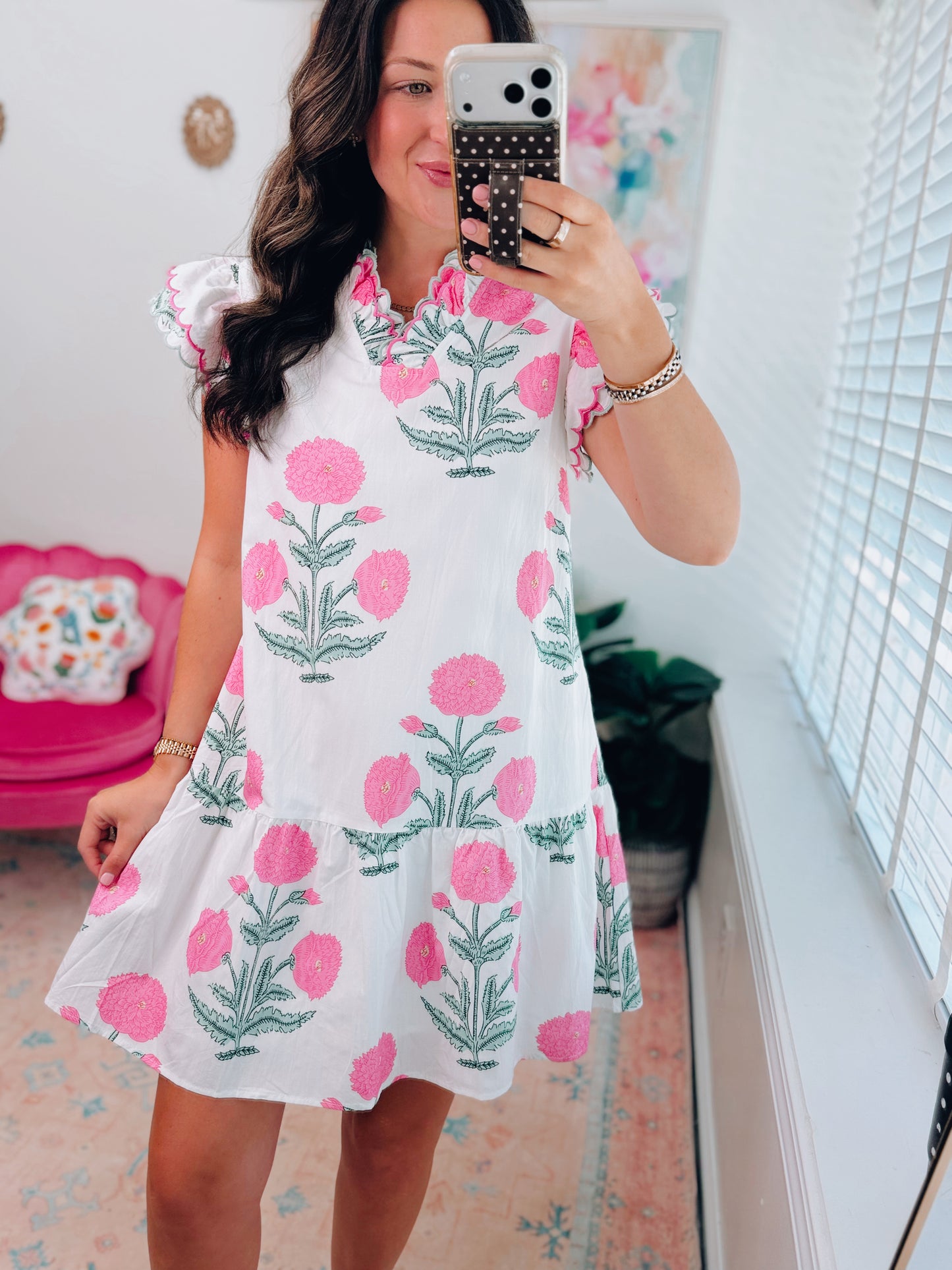 Caroline Floral Scallop Mini Dress