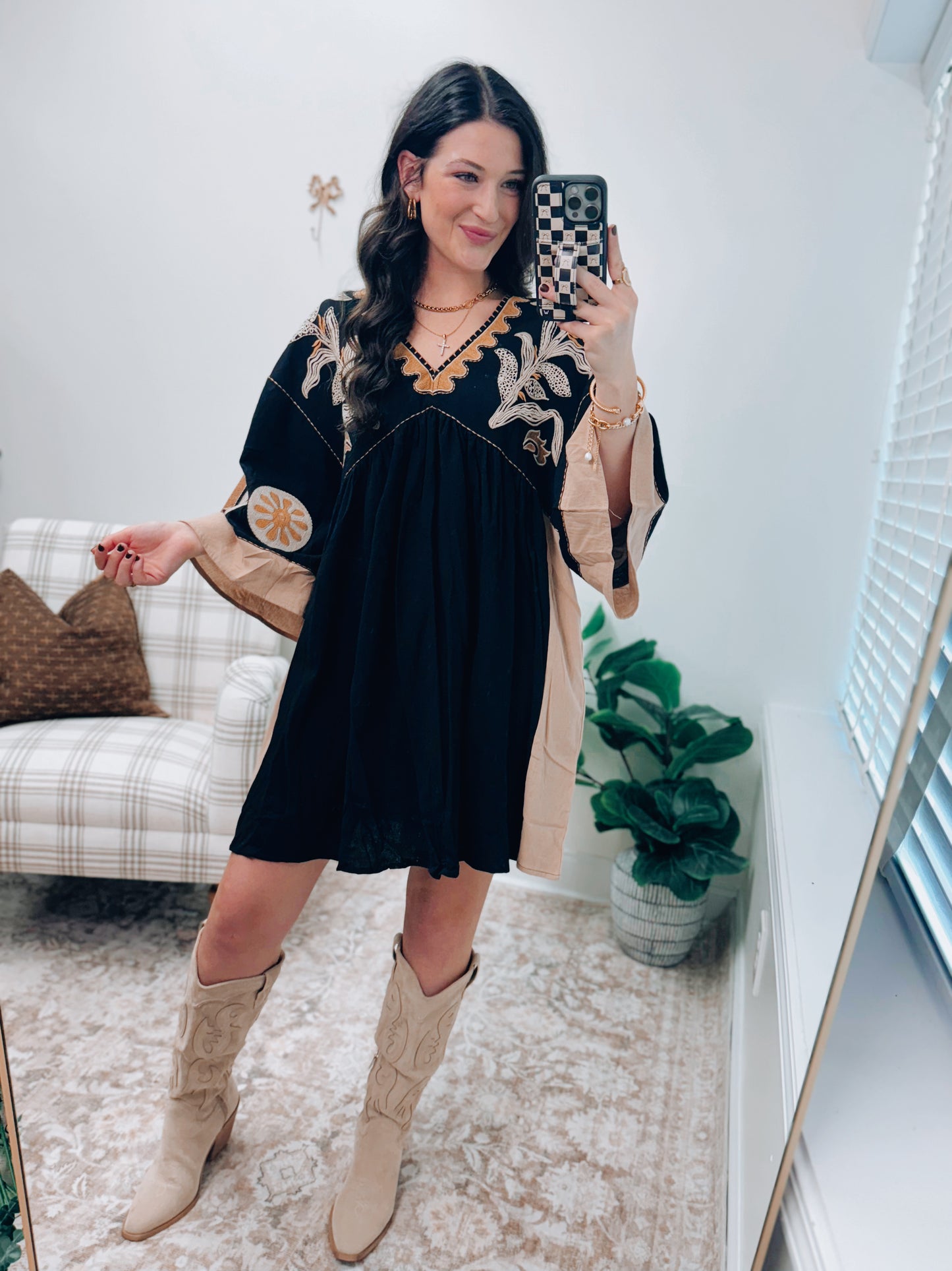 Archie Embroidered Oversized Mini Dress