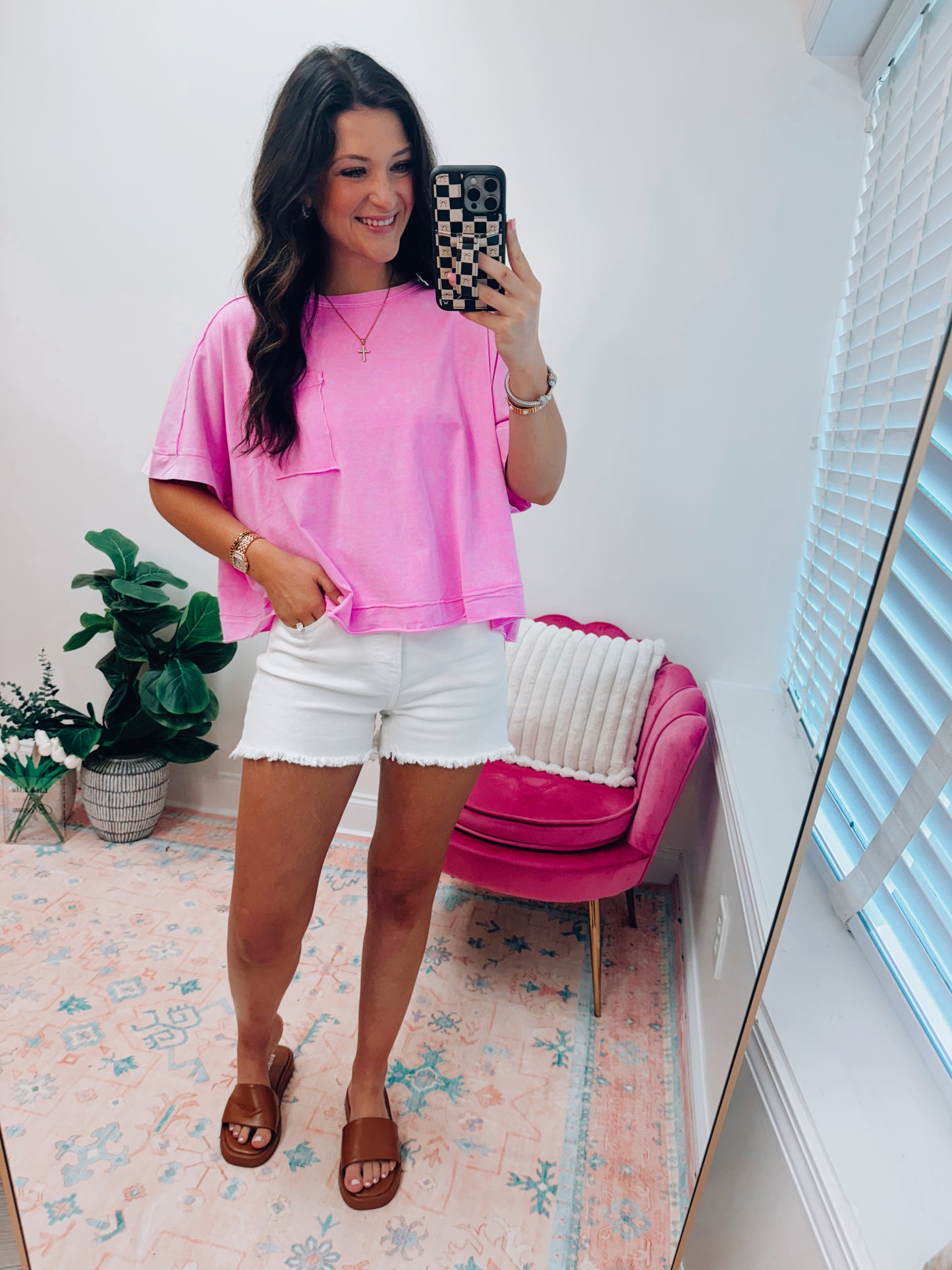 Hank Mineral Wash Boxy Tee - Pink
