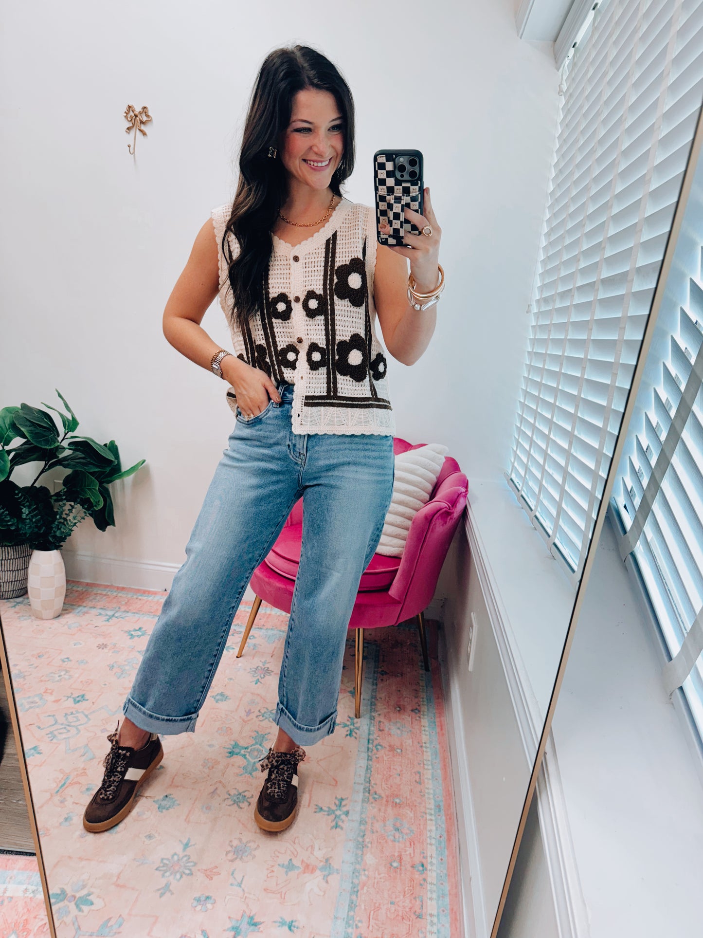 Greer Crochet Floral Sweater Vest