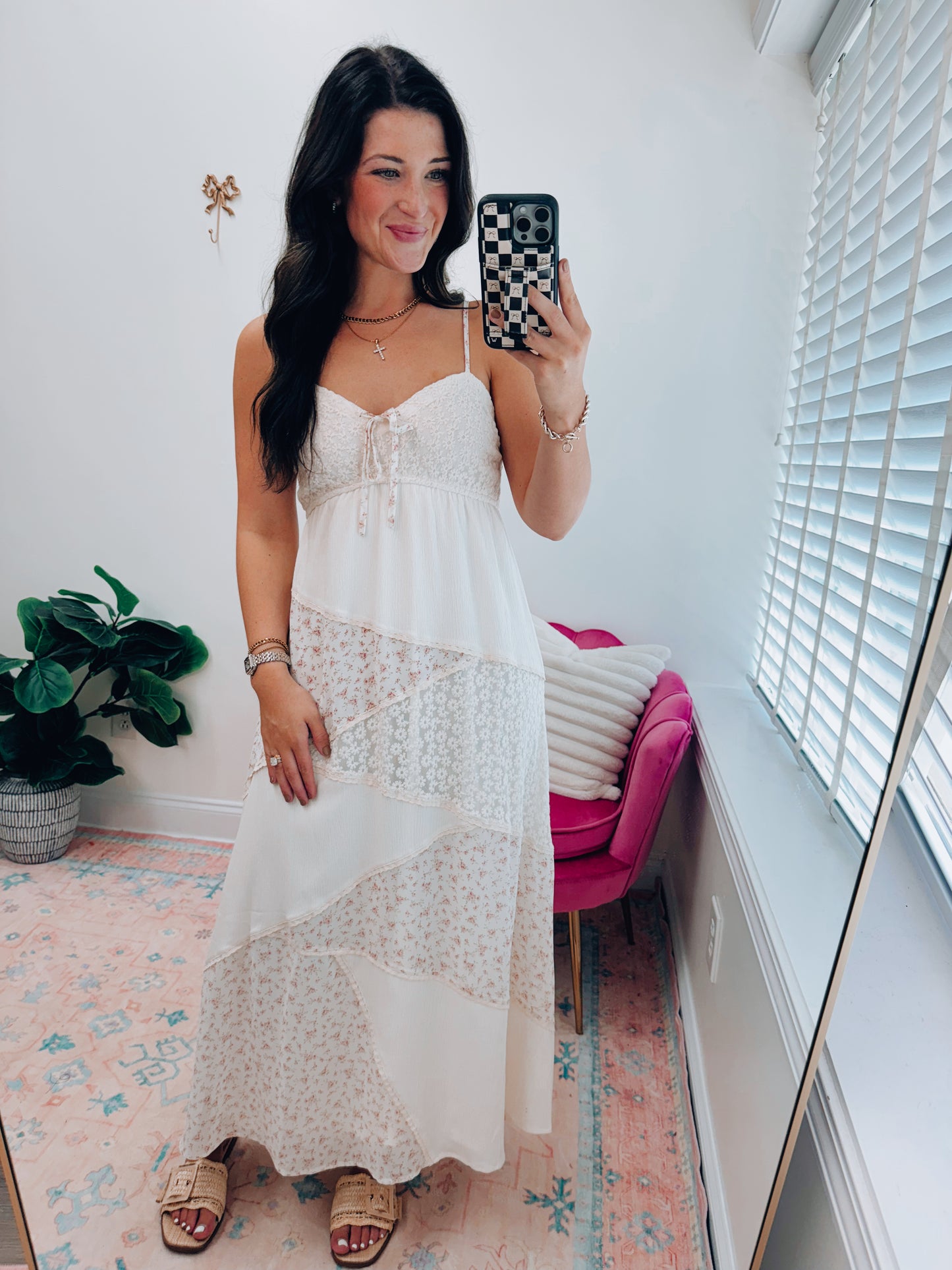 Multi Stich Patch Maxi Dress