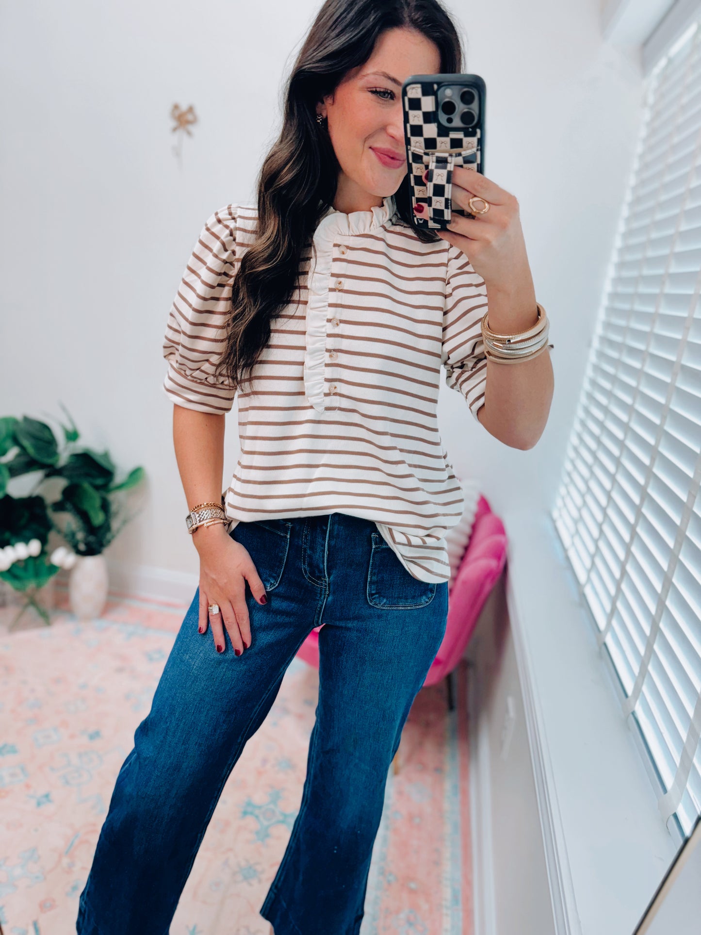Hazel Mocha Striped Top