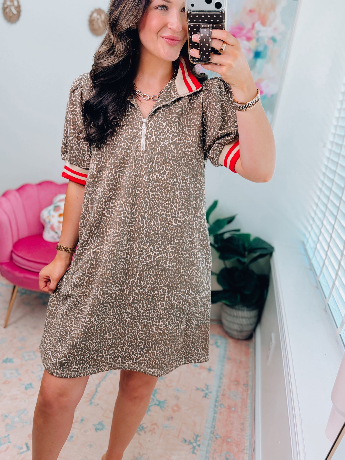 Leopard Color Block Mini Dress