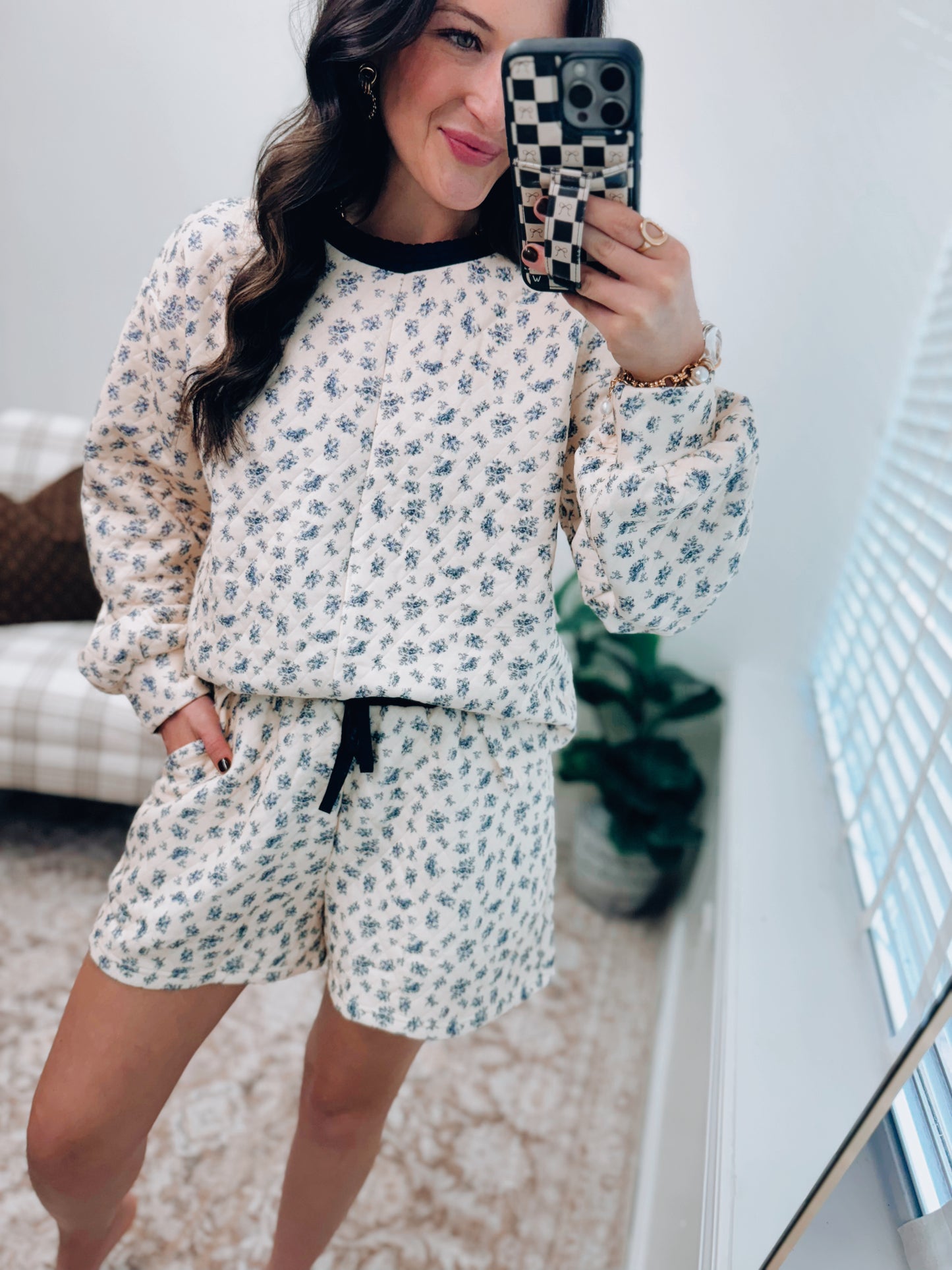 Floral Quilted Shorts Set