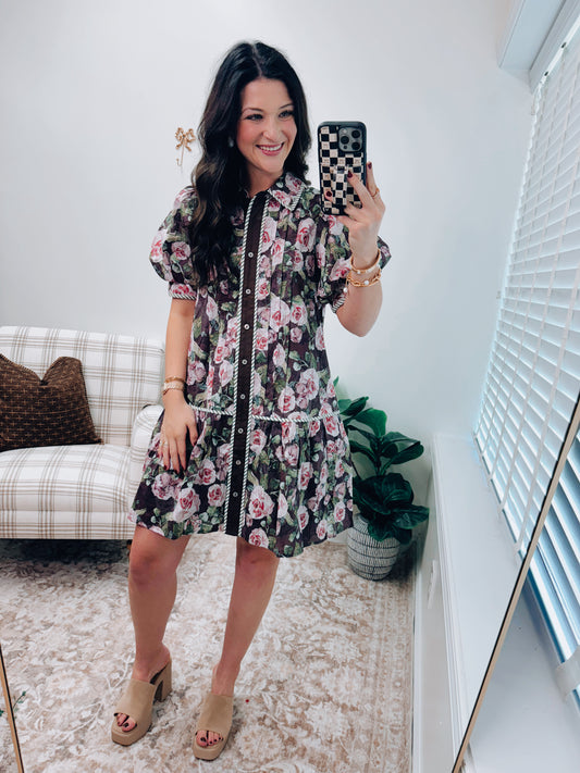 Adley Floral Combo Mini Dress