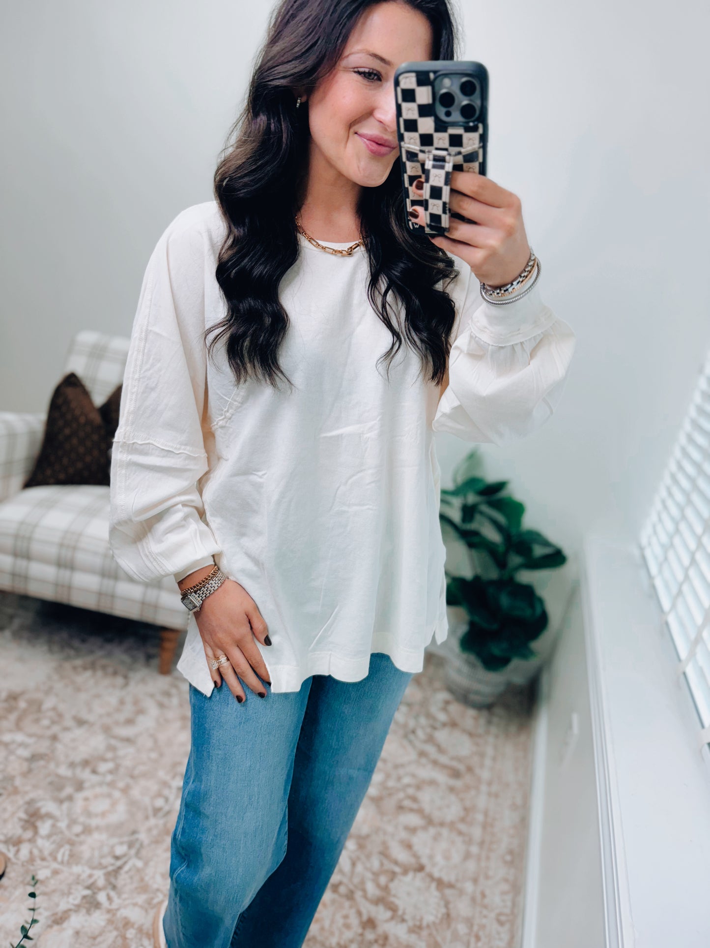 DOORBUSTER Oversized Mineral Wash Top - Cream