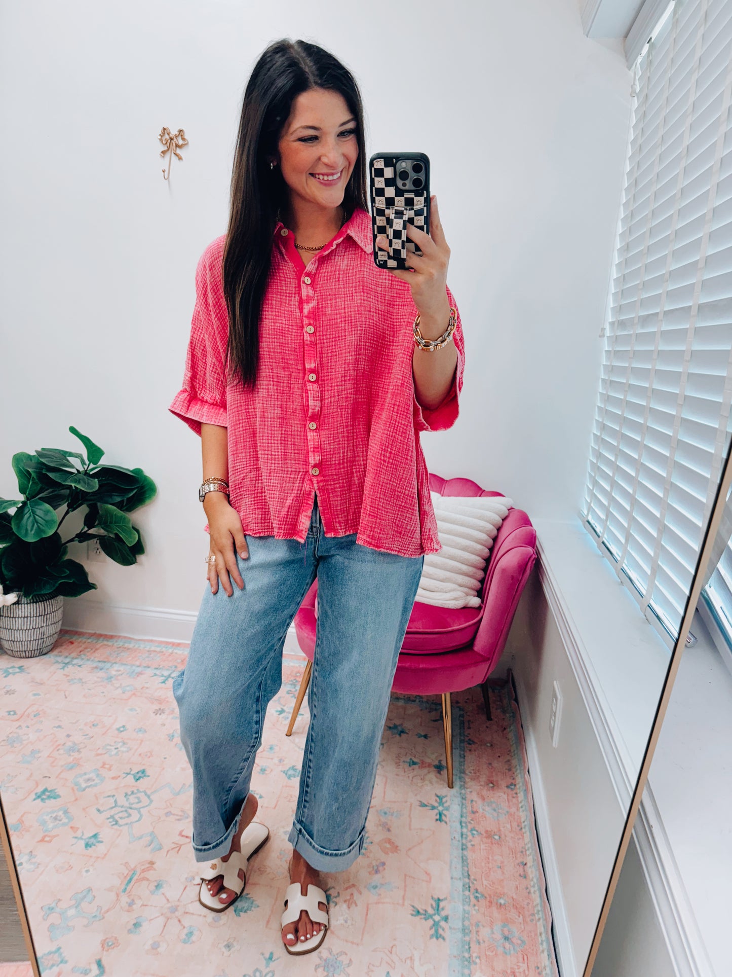 Pink Mineral Wash Dolman Top