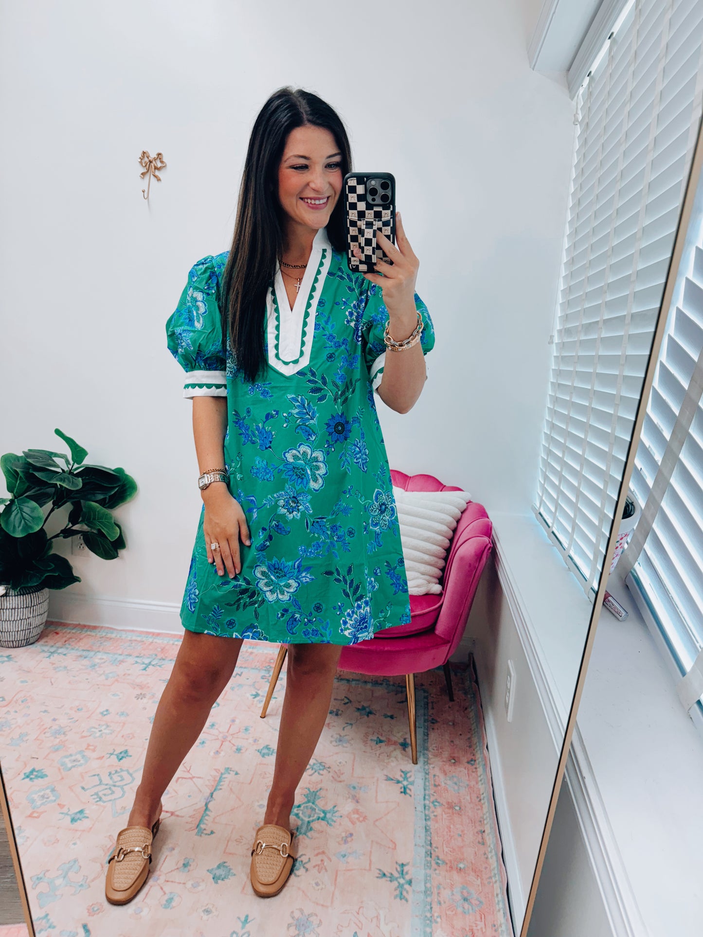 Avianna Green Scallop Mini Dress
