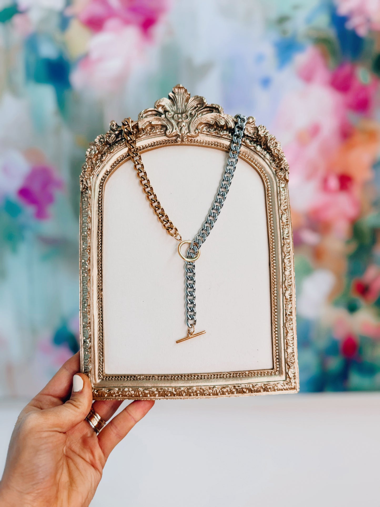 Rancher Two Tone Chunky Chain Necklace - 18K Gold Plated