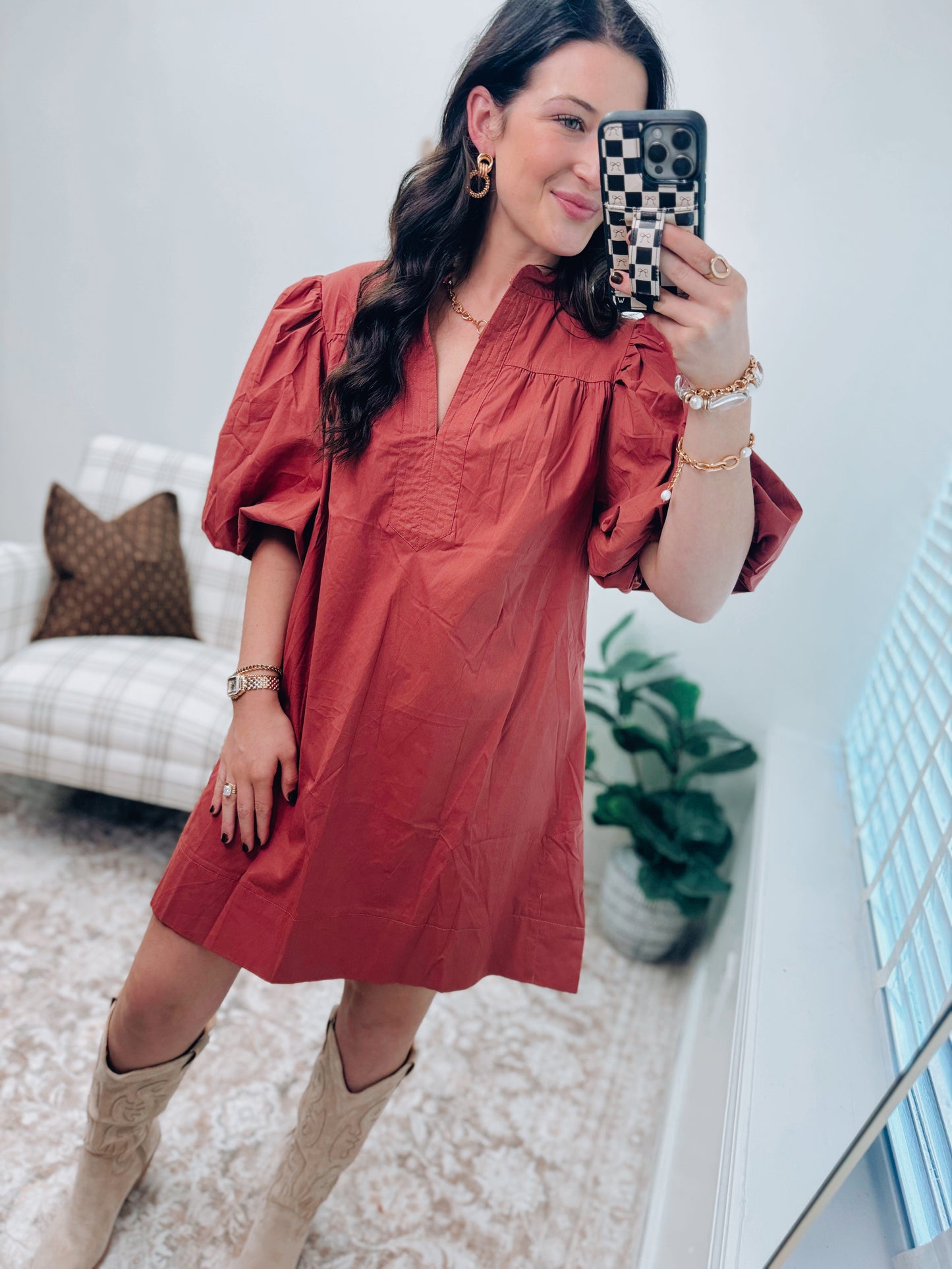 Masala Puff Mini Dress