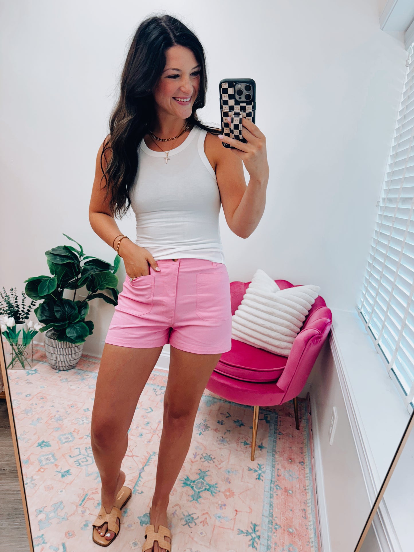 Izzie Front Pockets Shorts - Pink