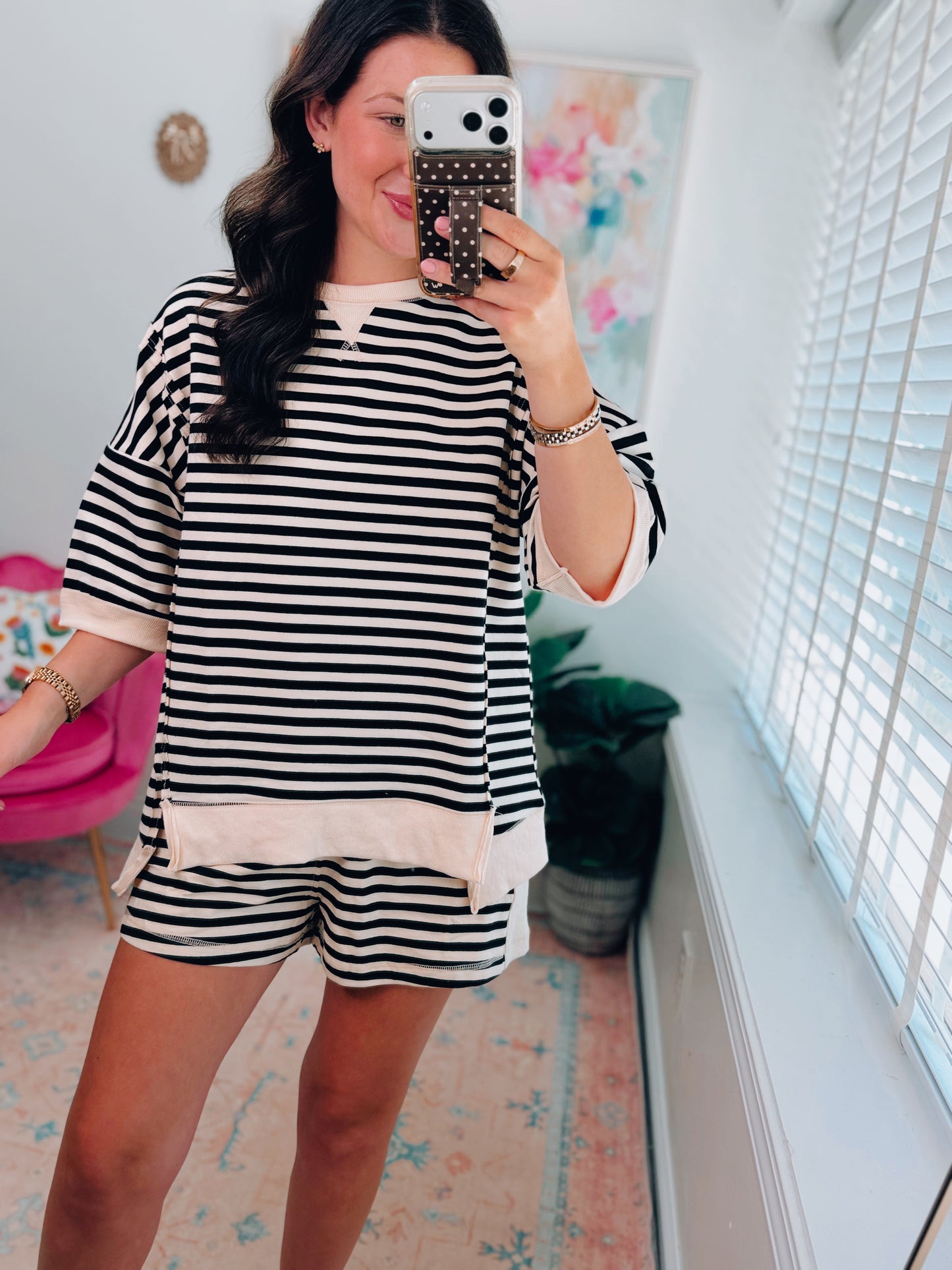 Easy Stripes Color Block Top | Black & Cream