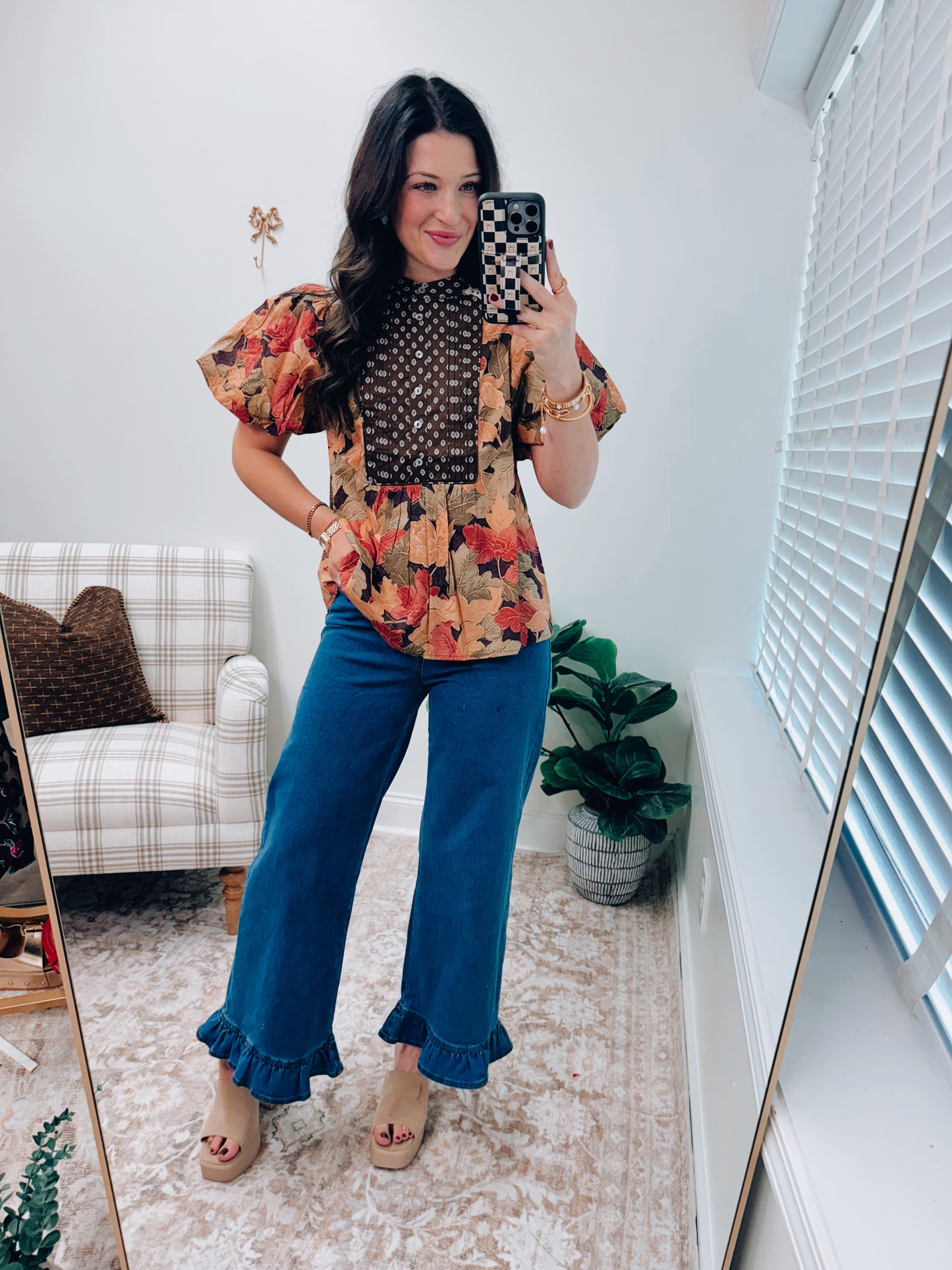 Lanie Fall Mix Pleated Top