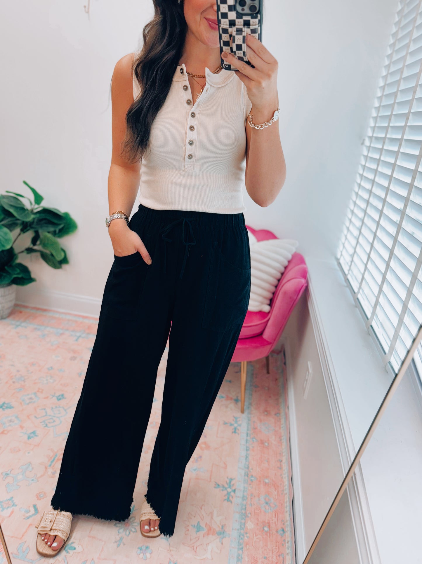 Coastal Black Linen Pants