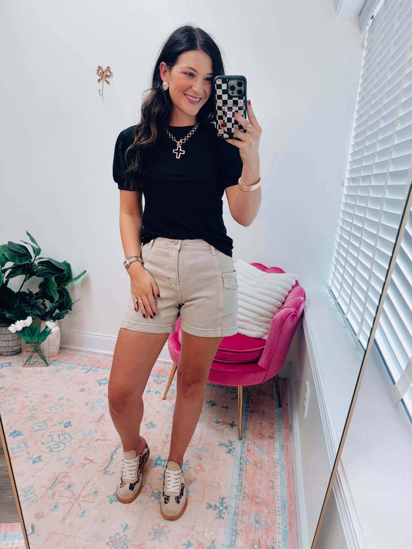 Khaki Risen Cargo Denim Shorts