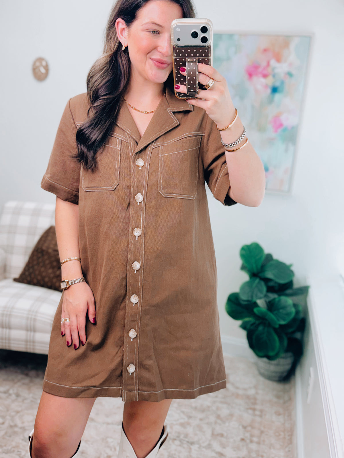 Bennet Button Denim Mini Dress