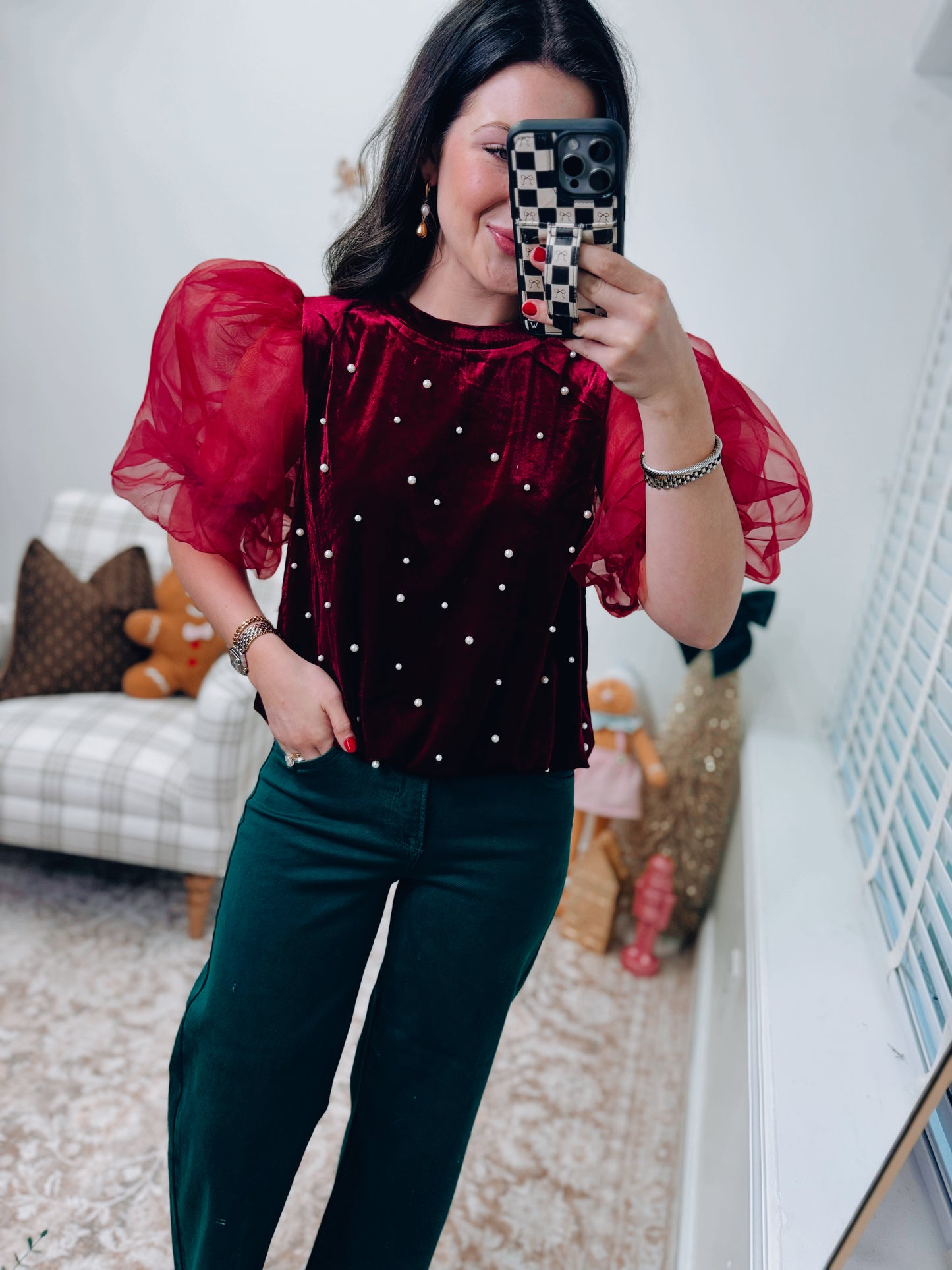 Velvet Pearl Embellished Top