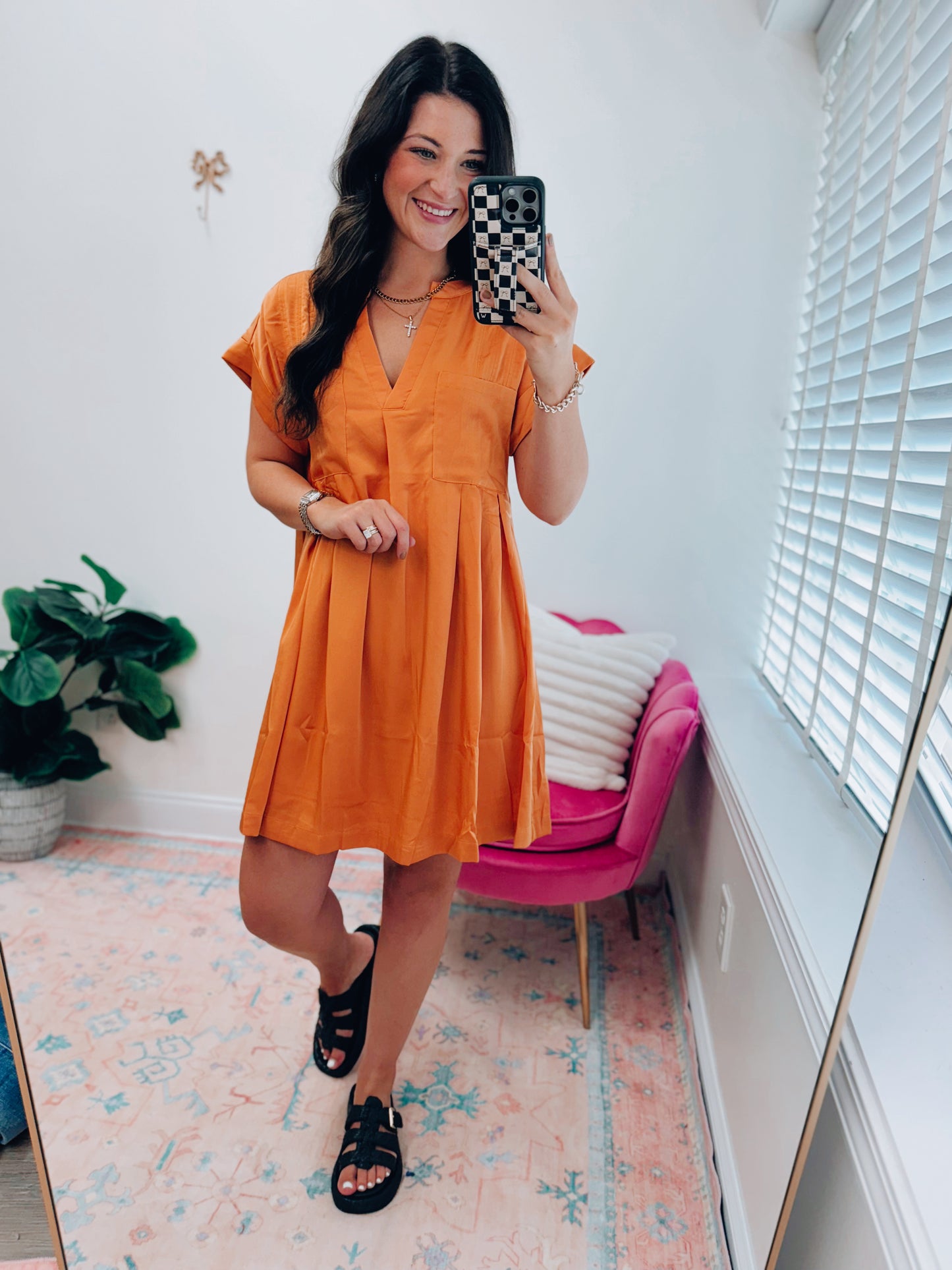 Brooks Satin Pocket Mini Dress