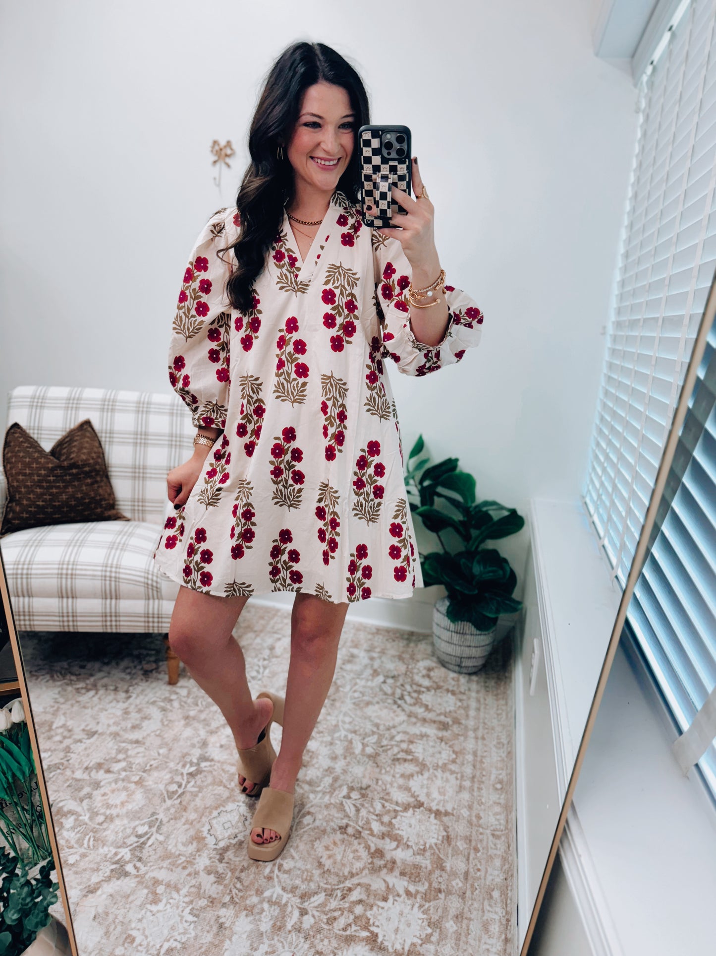 CURVY Rylan Ecru Floral Mini Dress