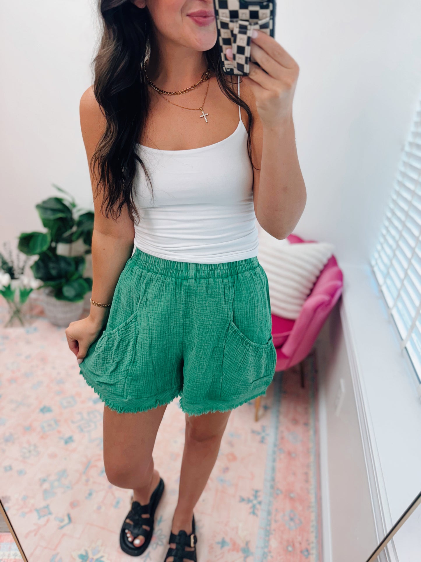 Kelly Gauze Front Pockets Shorts