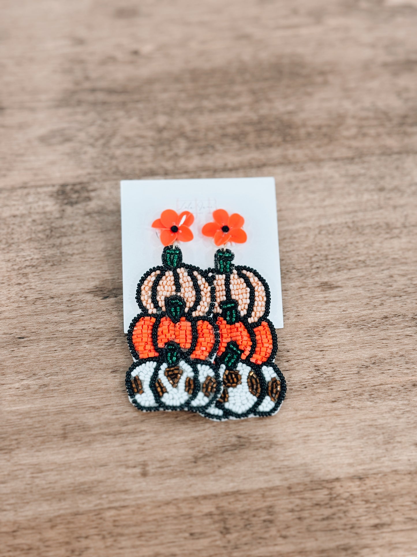 Pumpkin Beaded Drop Earrings