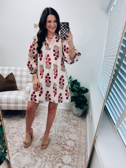 CURVY Rylan Ecru Floral Mini Dress