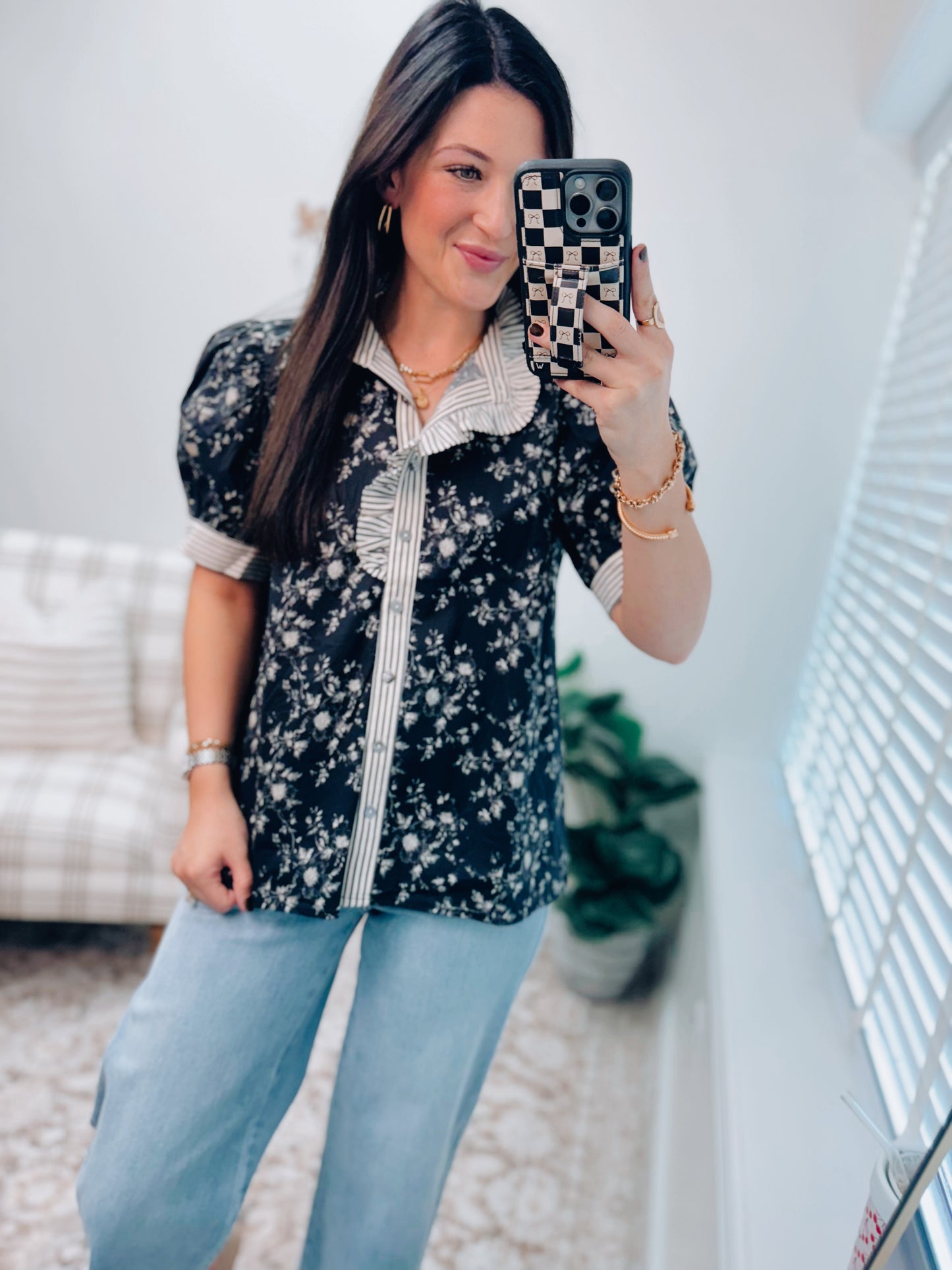 Grace Midnight Floral Striped Top