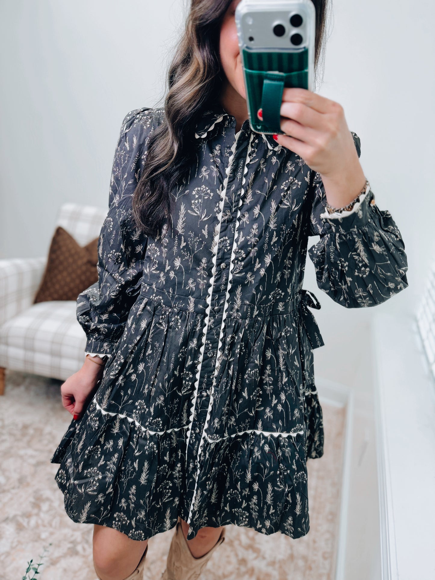 Ash Scalloped Tie Mini Dress