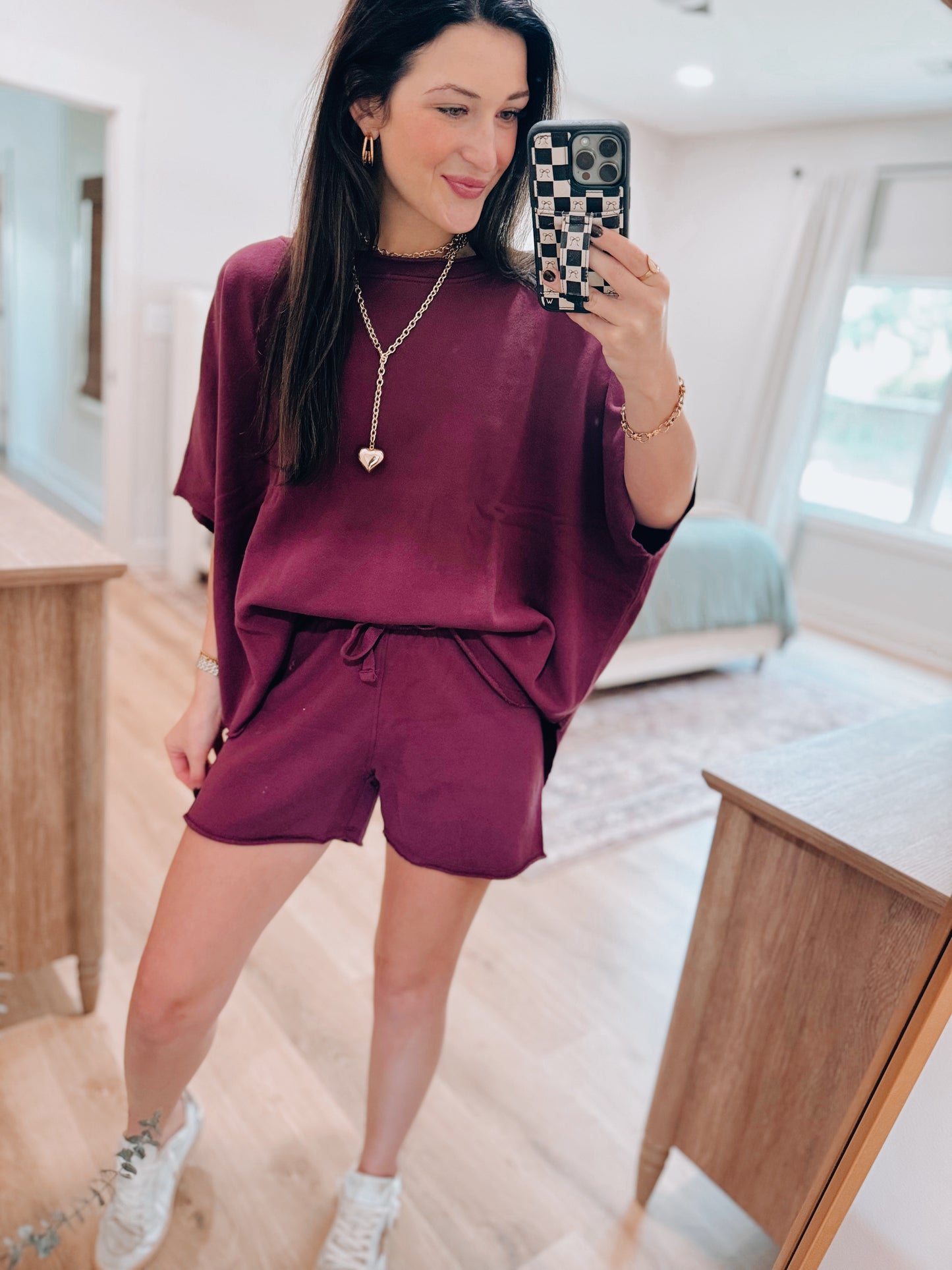 Malibu Fall Vintage Edge Shorts Set - Plum