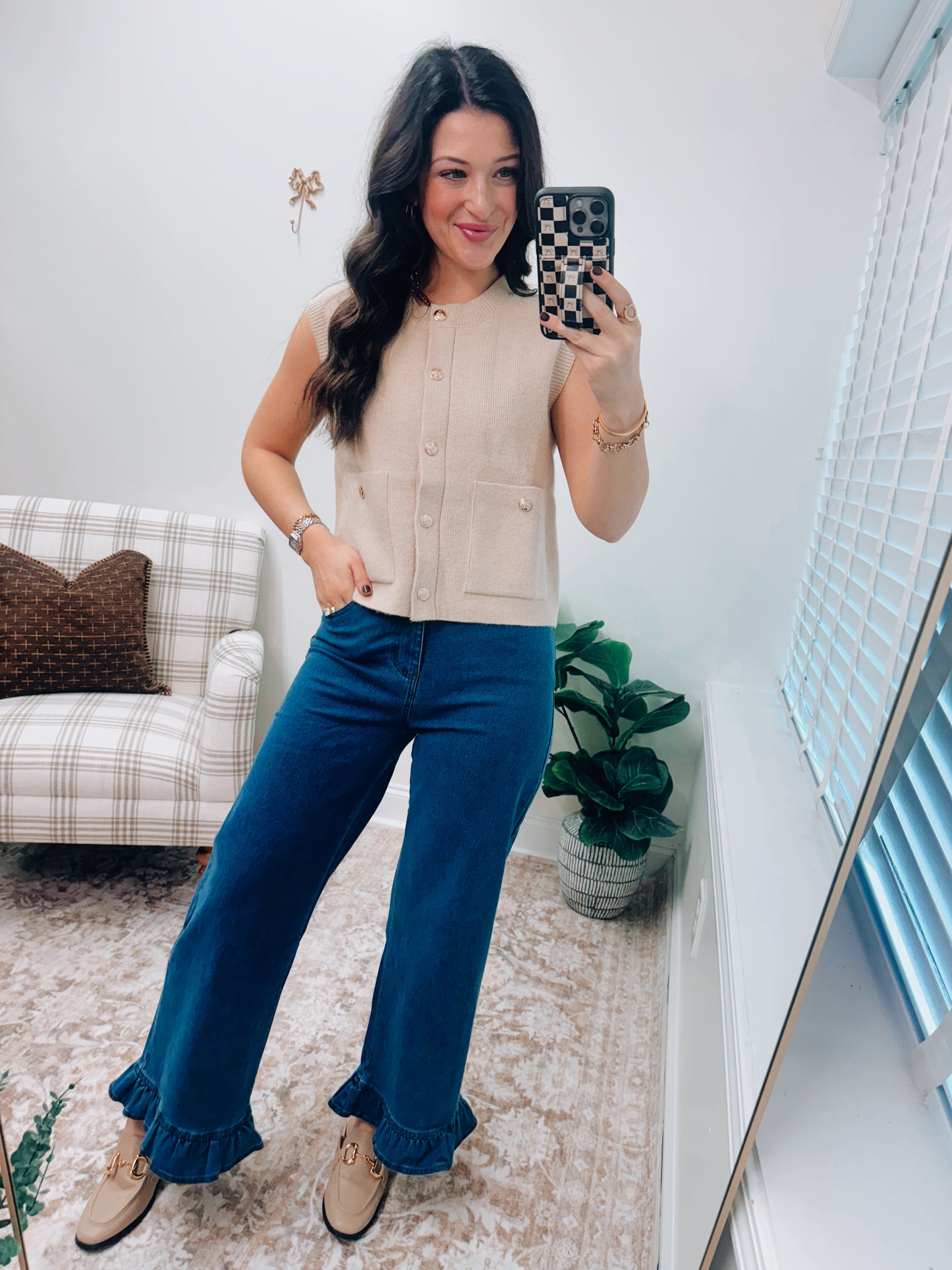Sophia Gold Button Sweater Vest