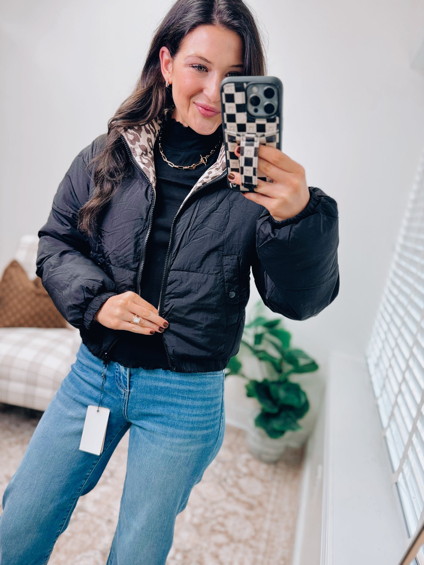 DOORBUSTER Reversible Leopard/Black Puffer Jacket