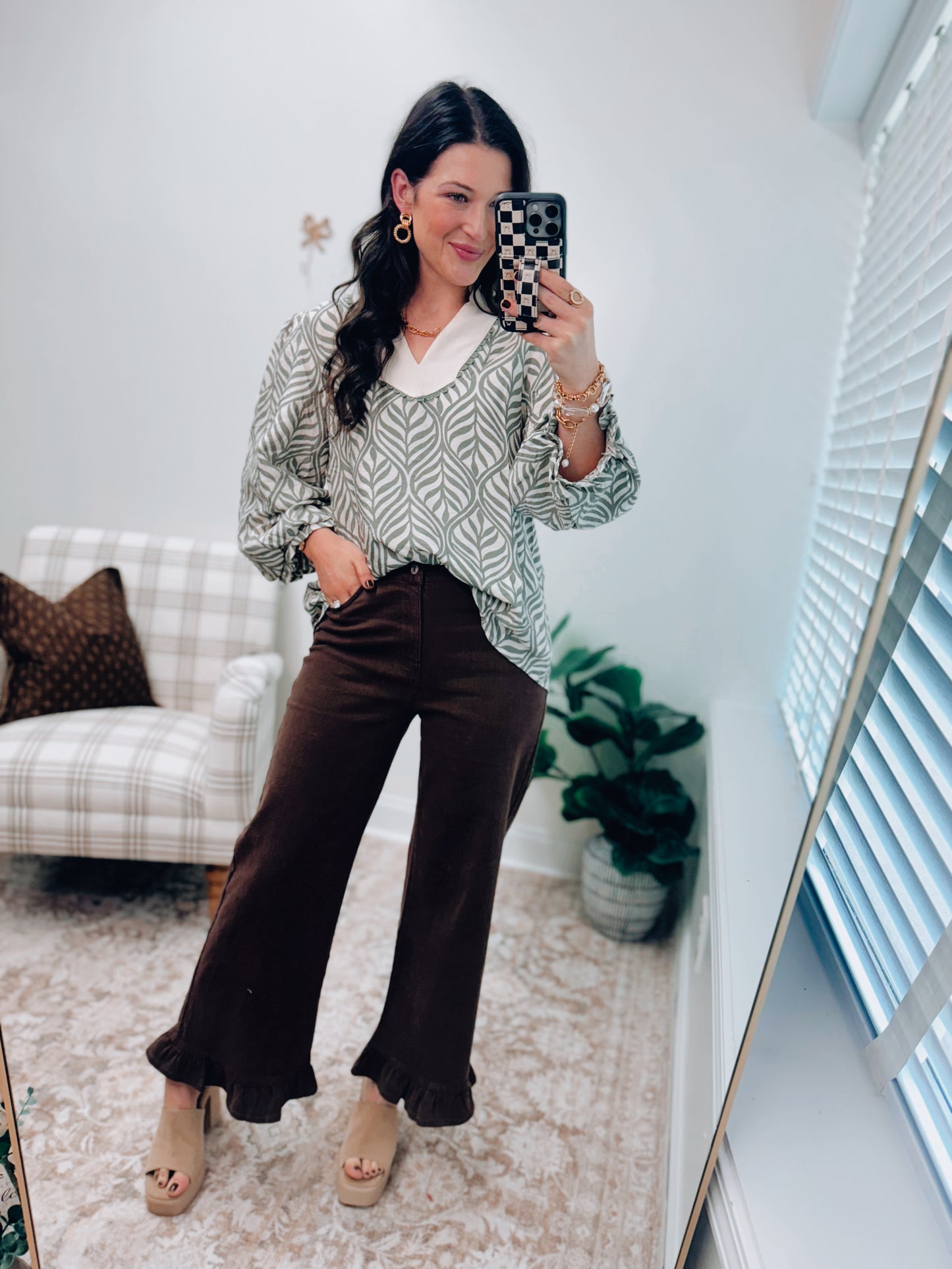 Hayes Print Scallop Top