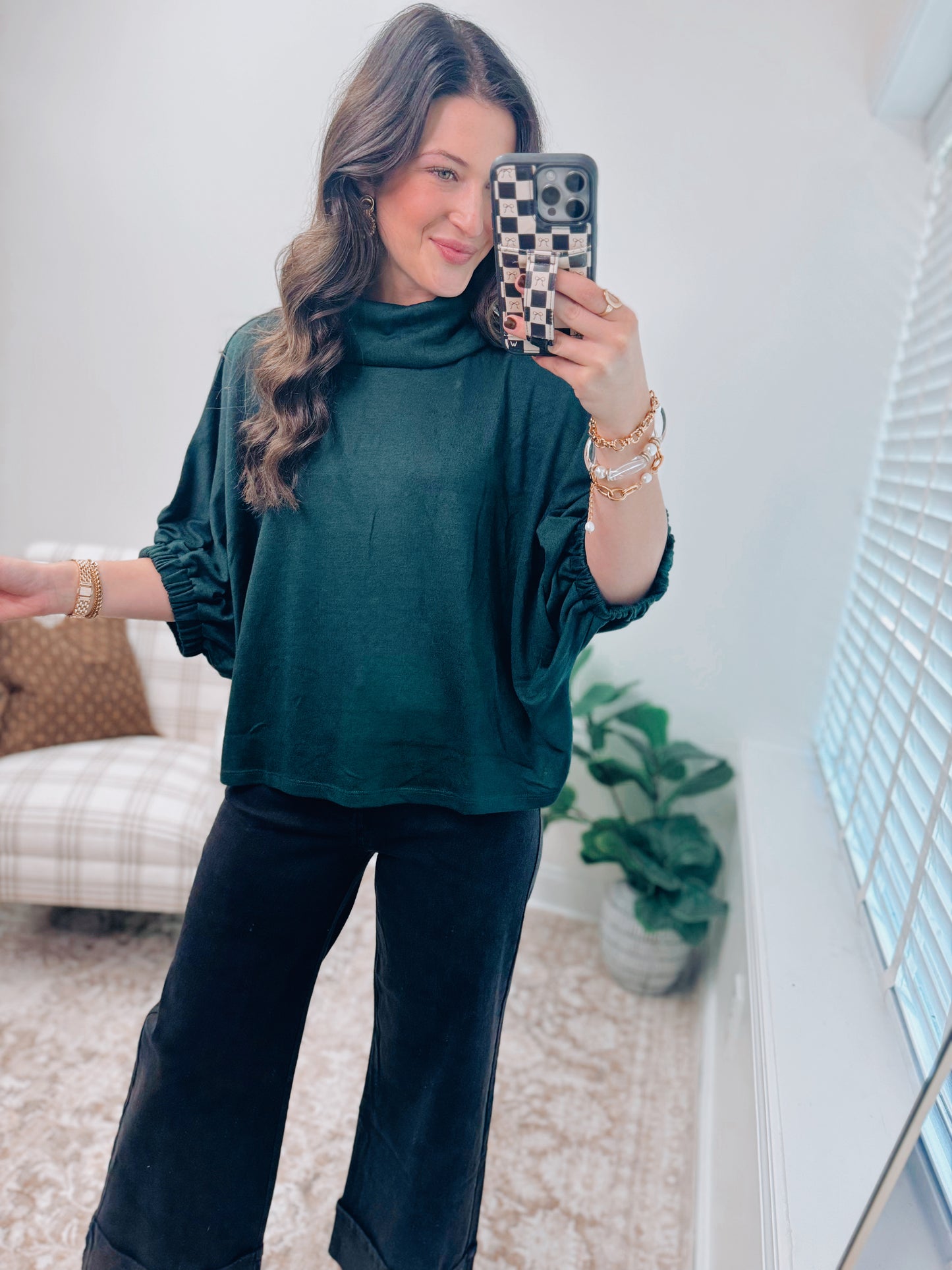 Holly Mock Neck Forest Top