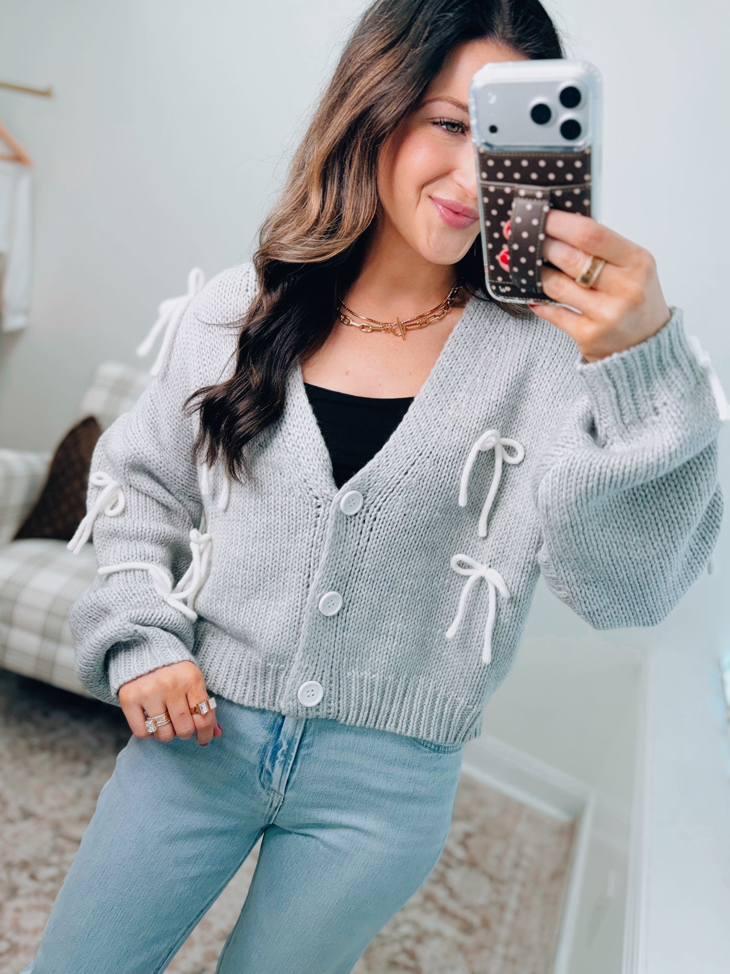 Bow Knit Sweater Cardigan