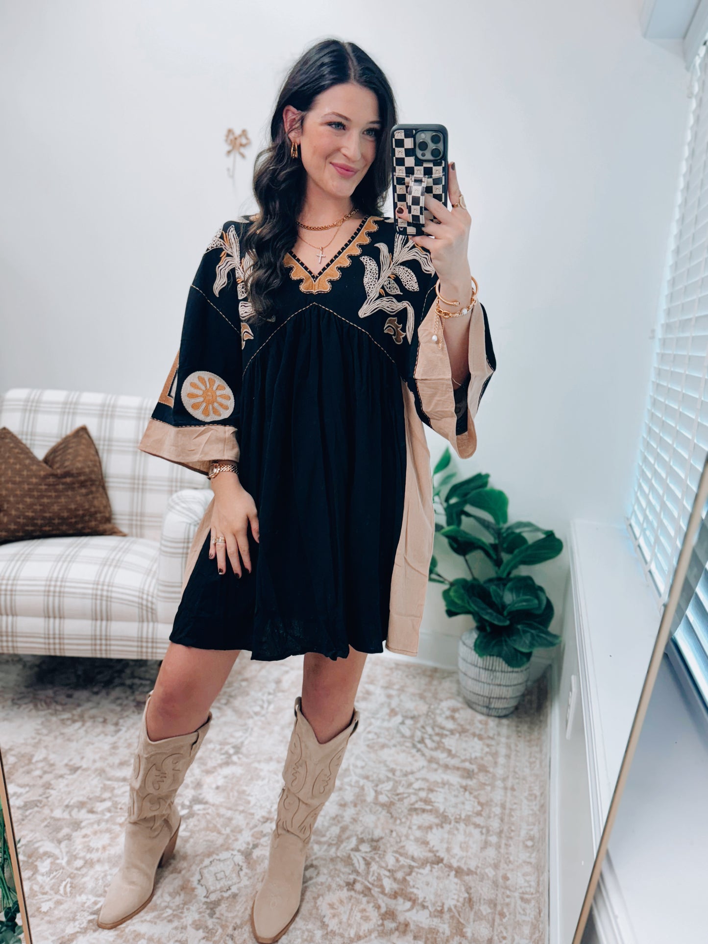 Archie Embroidered Oversized Mini Dress