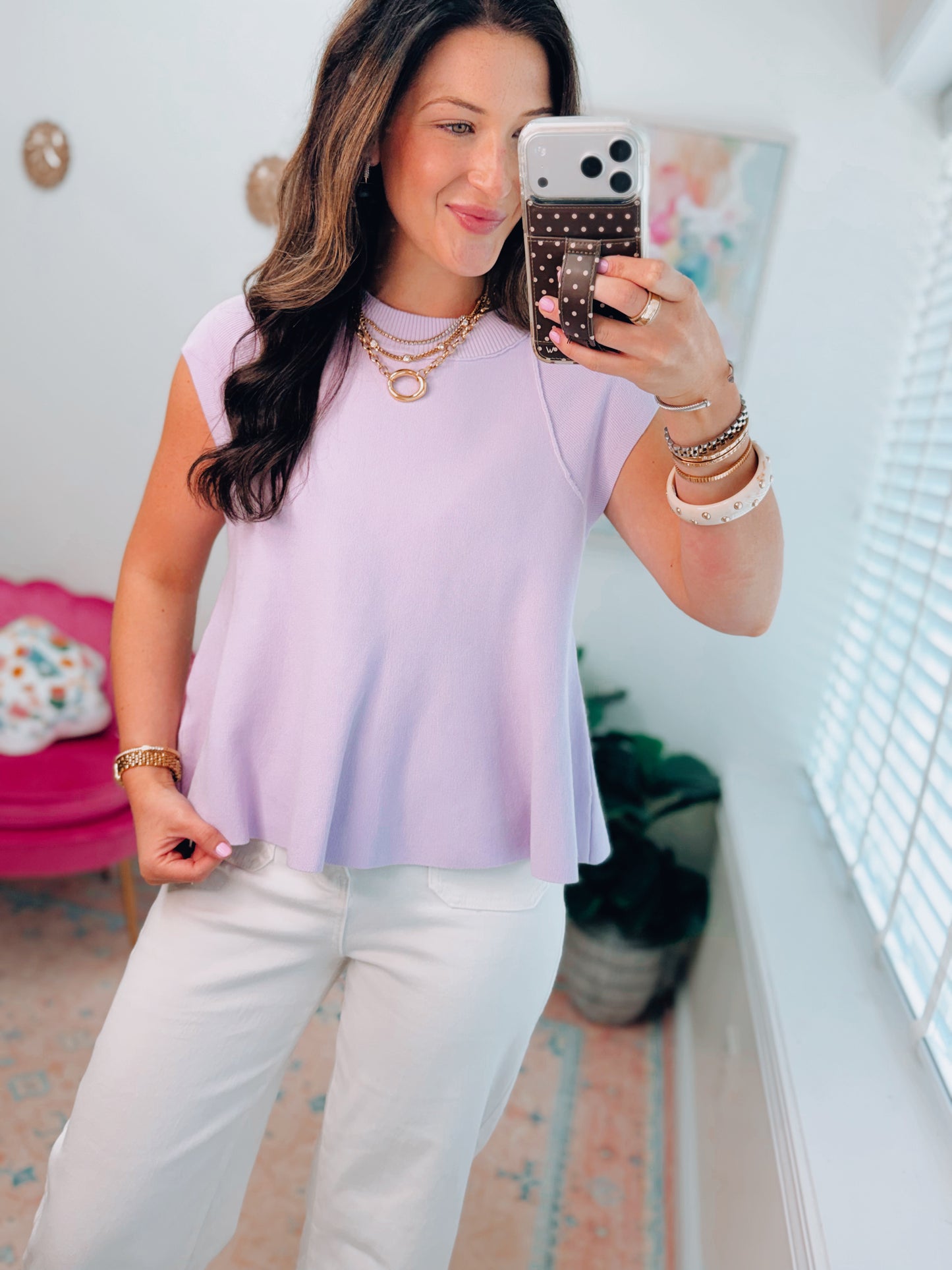 Marlow Ribbed Mock Top - Lavender