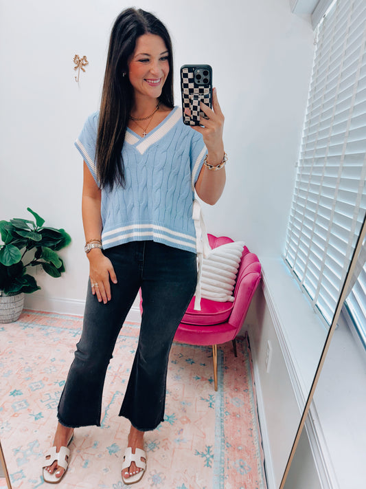 Macee Cable Bow Knit Sweater Top