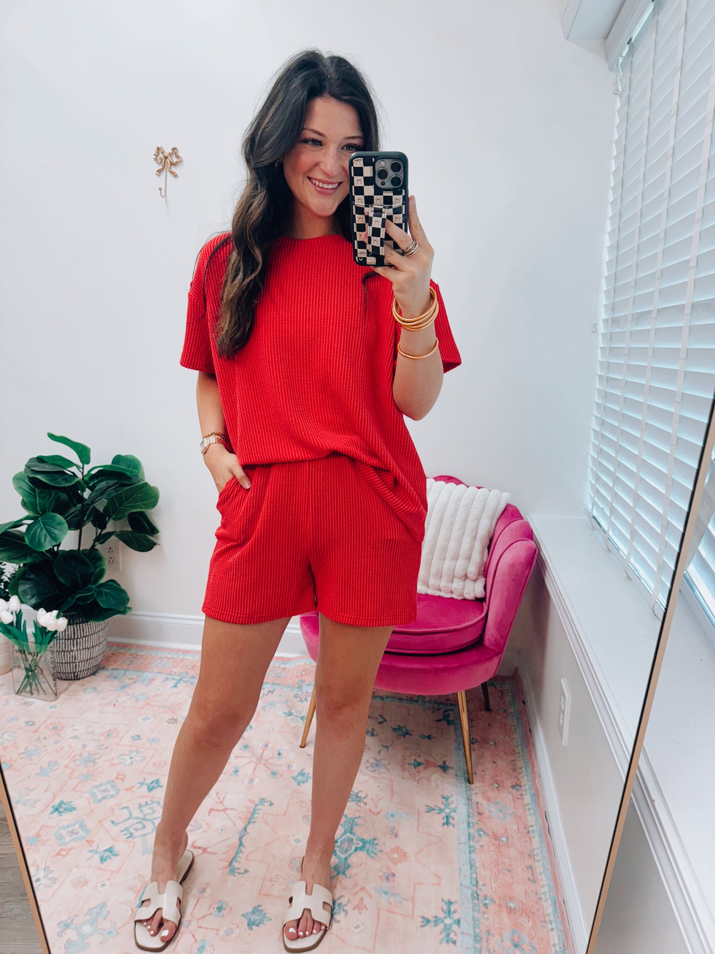 Ruby Red Ribbed Set