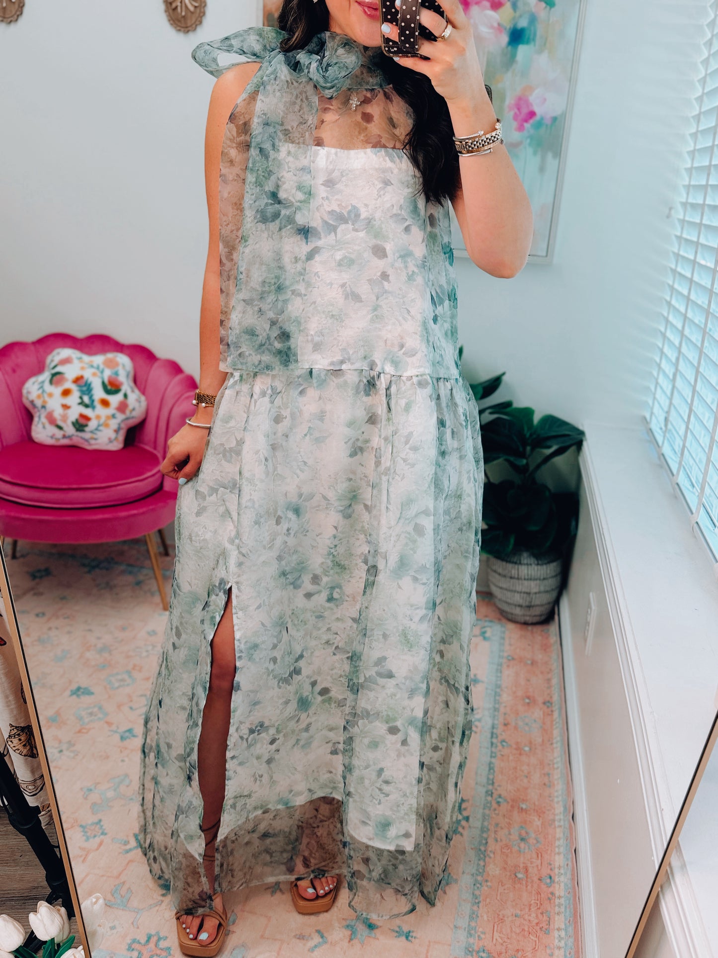 Savannah Sheer Tie Maxi Dress