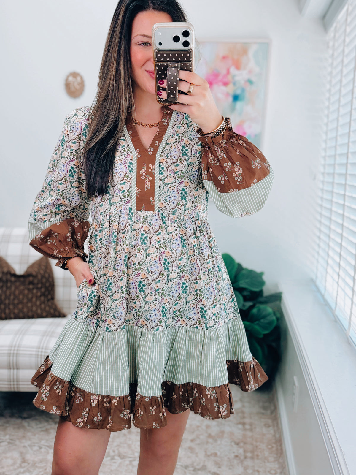 Fall Color Block Multi Mini Dress