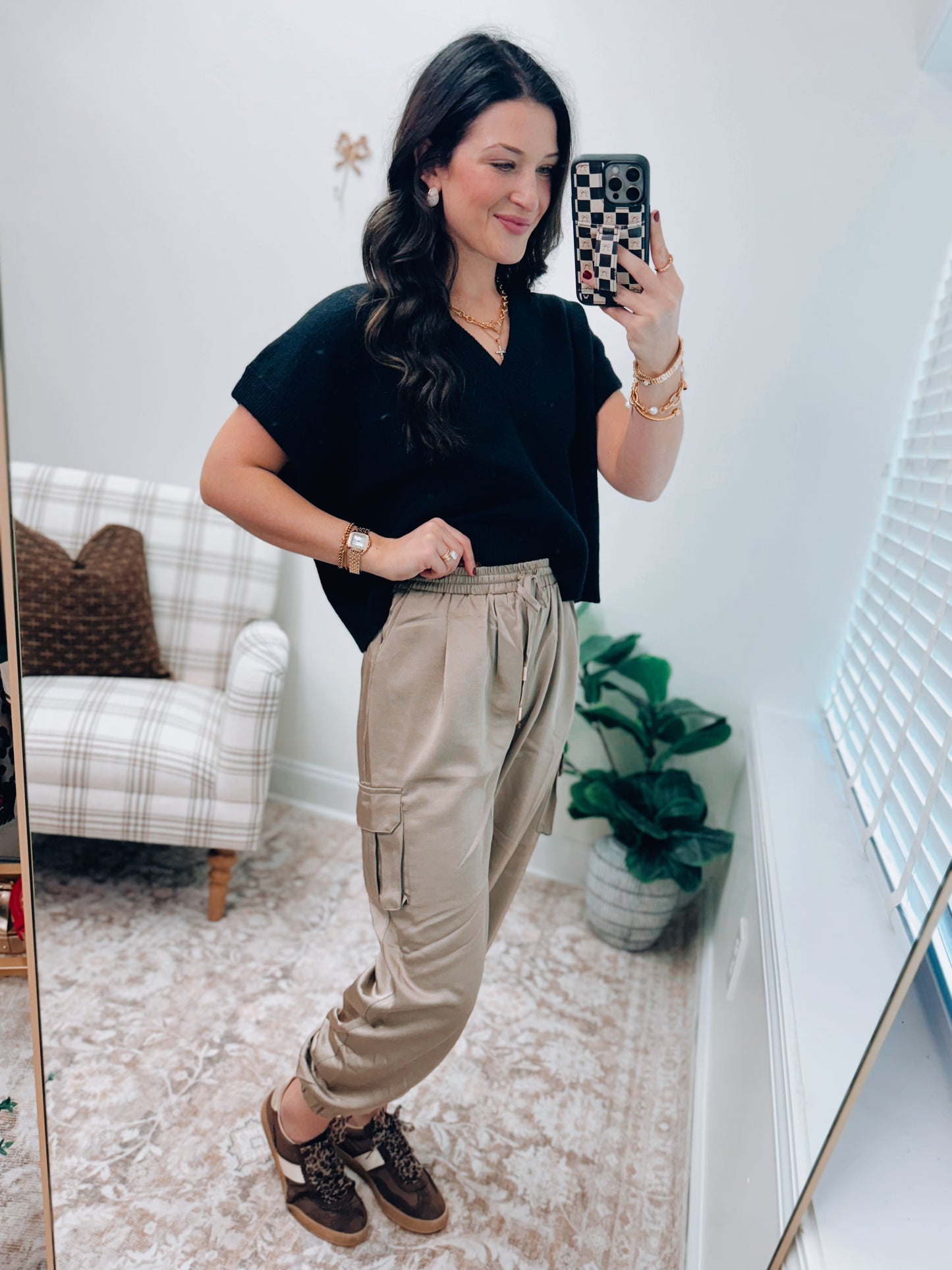Hillary Satin Cargo Joggers