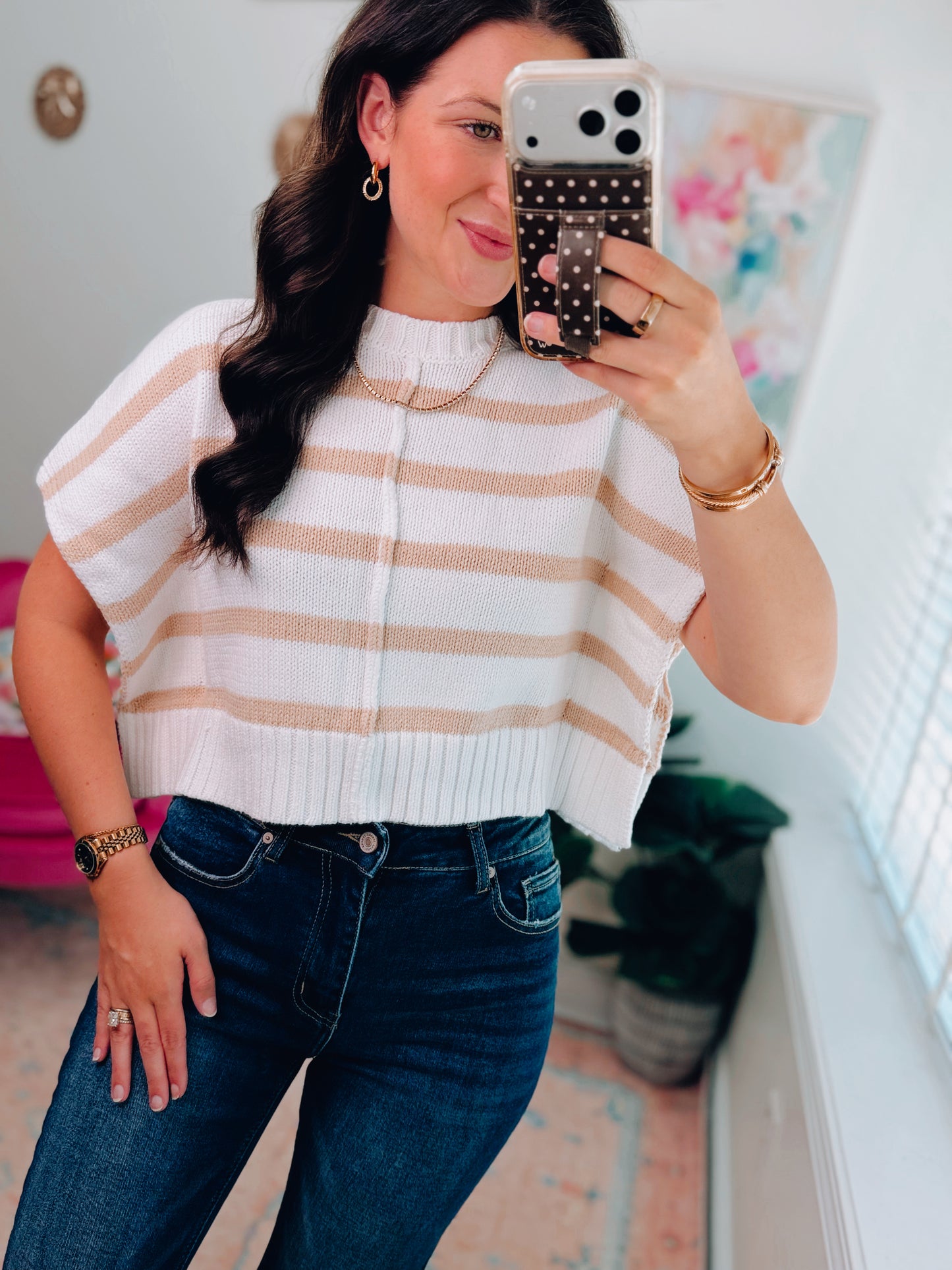 Striped Knit Sweater Top